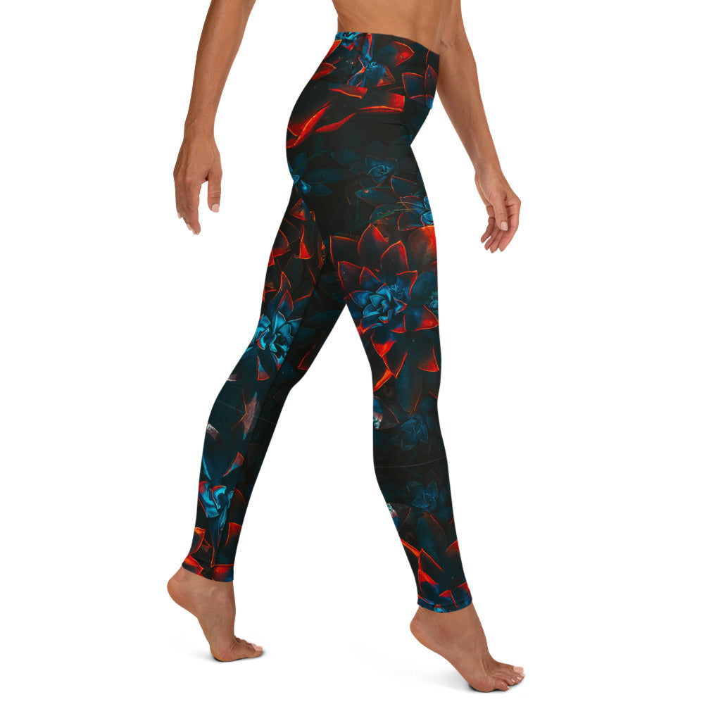 Autumn Flowers Print Yoga Leggings - HipHatter