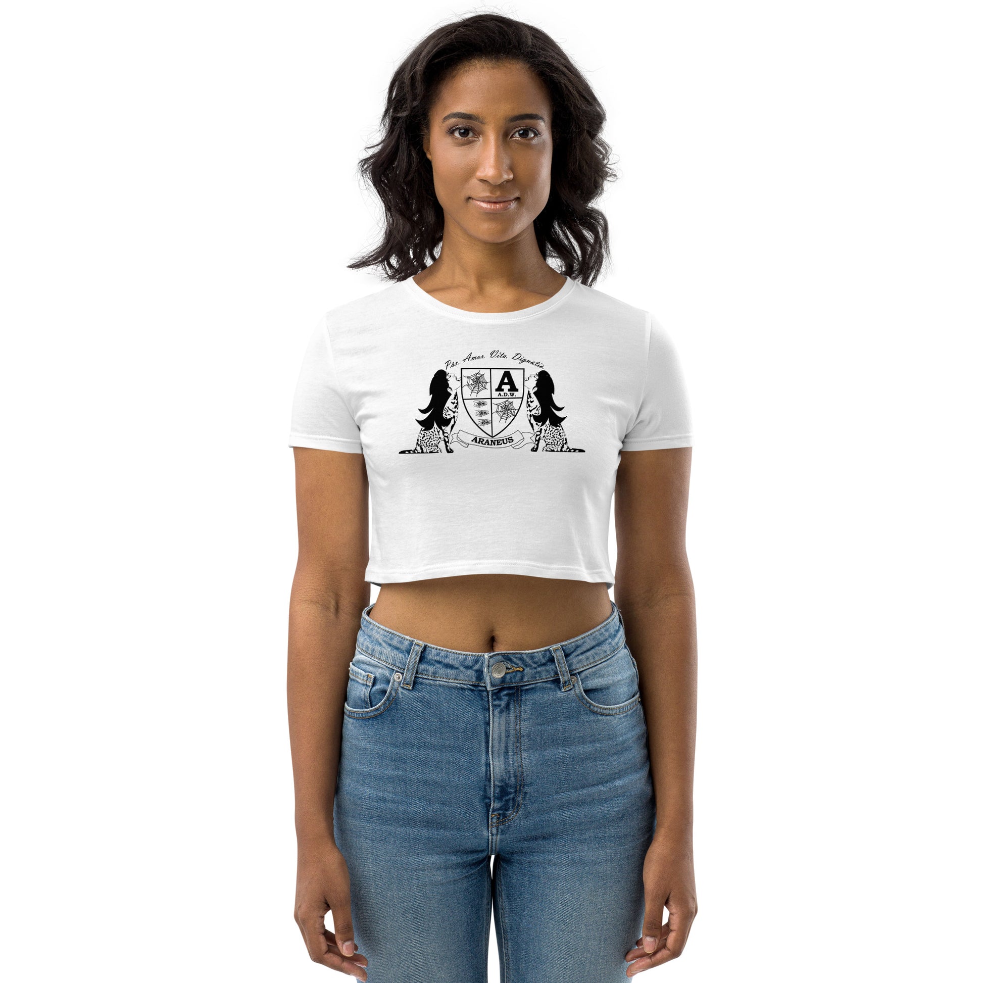 Sphinx Girls Crest White Organic Crop Top - HipHatter