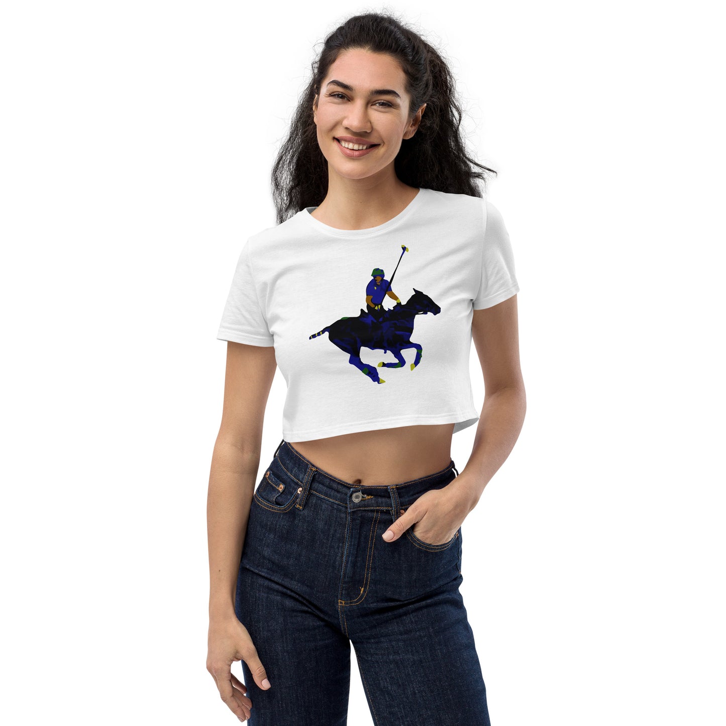 Polo Player Carib White Organic Crop Top - HipHatter