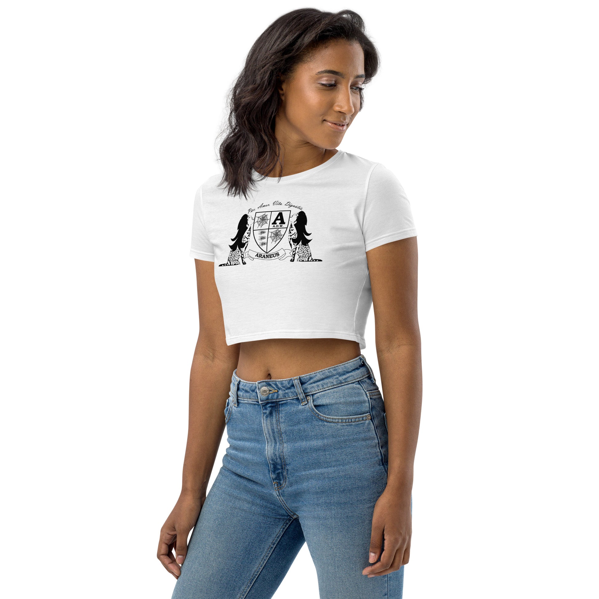 Sphinx Girls Crest White Organic Crop Top - HipHatter
