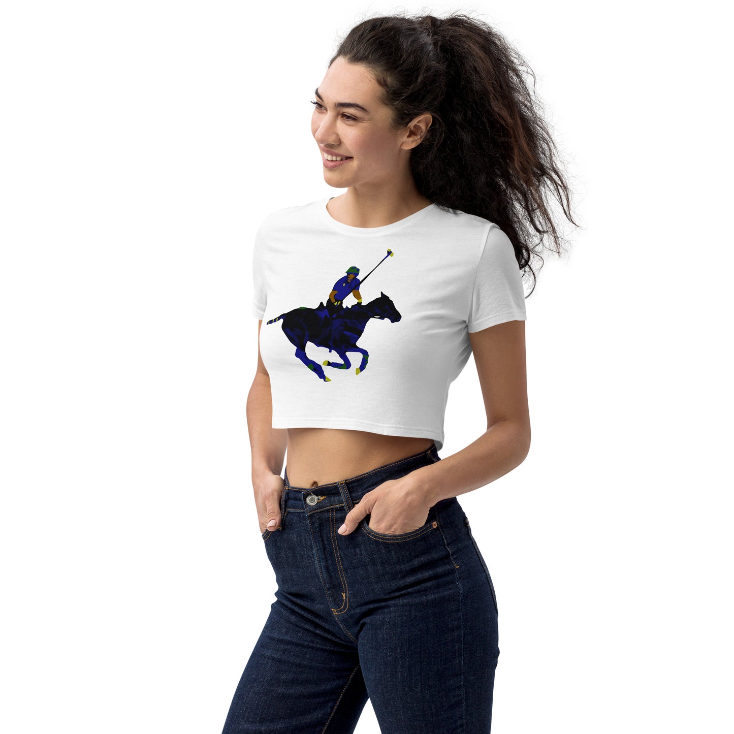 Polo Player Carib White Organic Crop Top - HipHatter