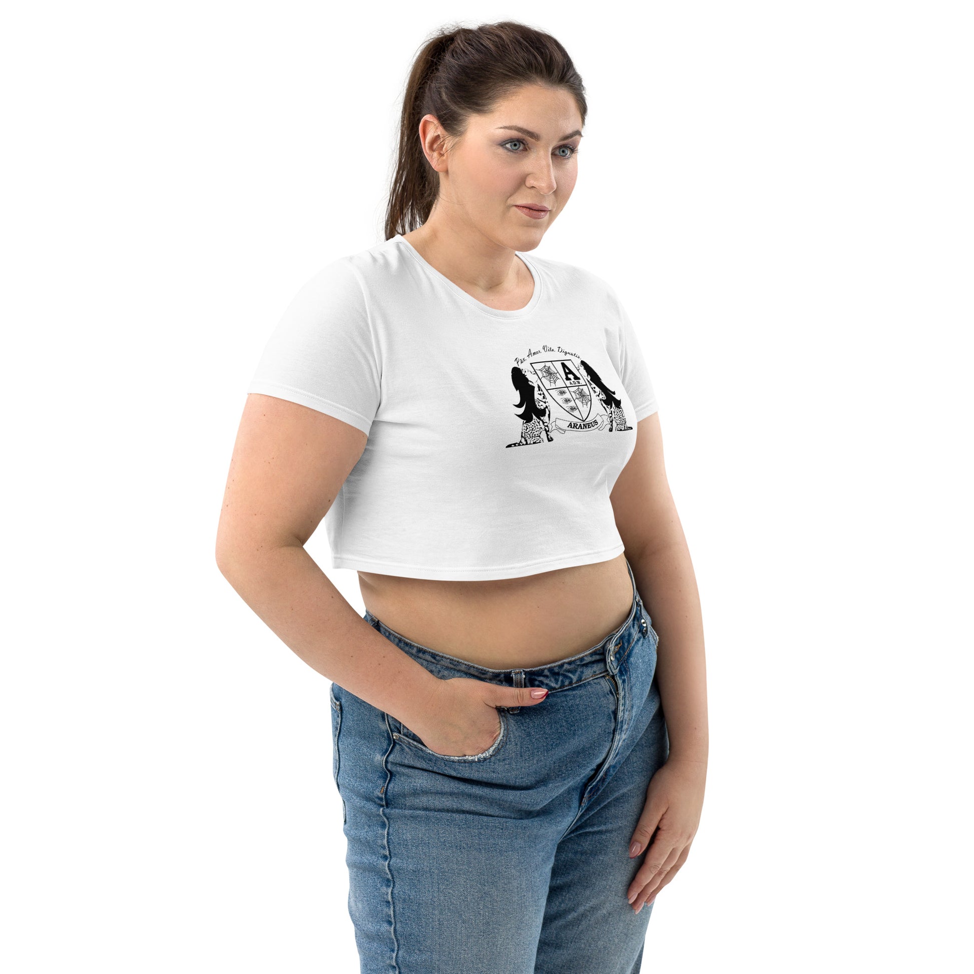 Sphinx Girls Crest White Organic Crop Top - HipHatter