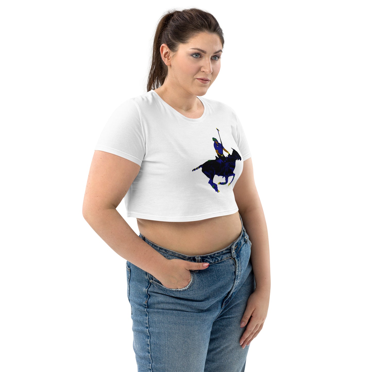 Polo Player Carib White Organic Crop Top - HipHatter