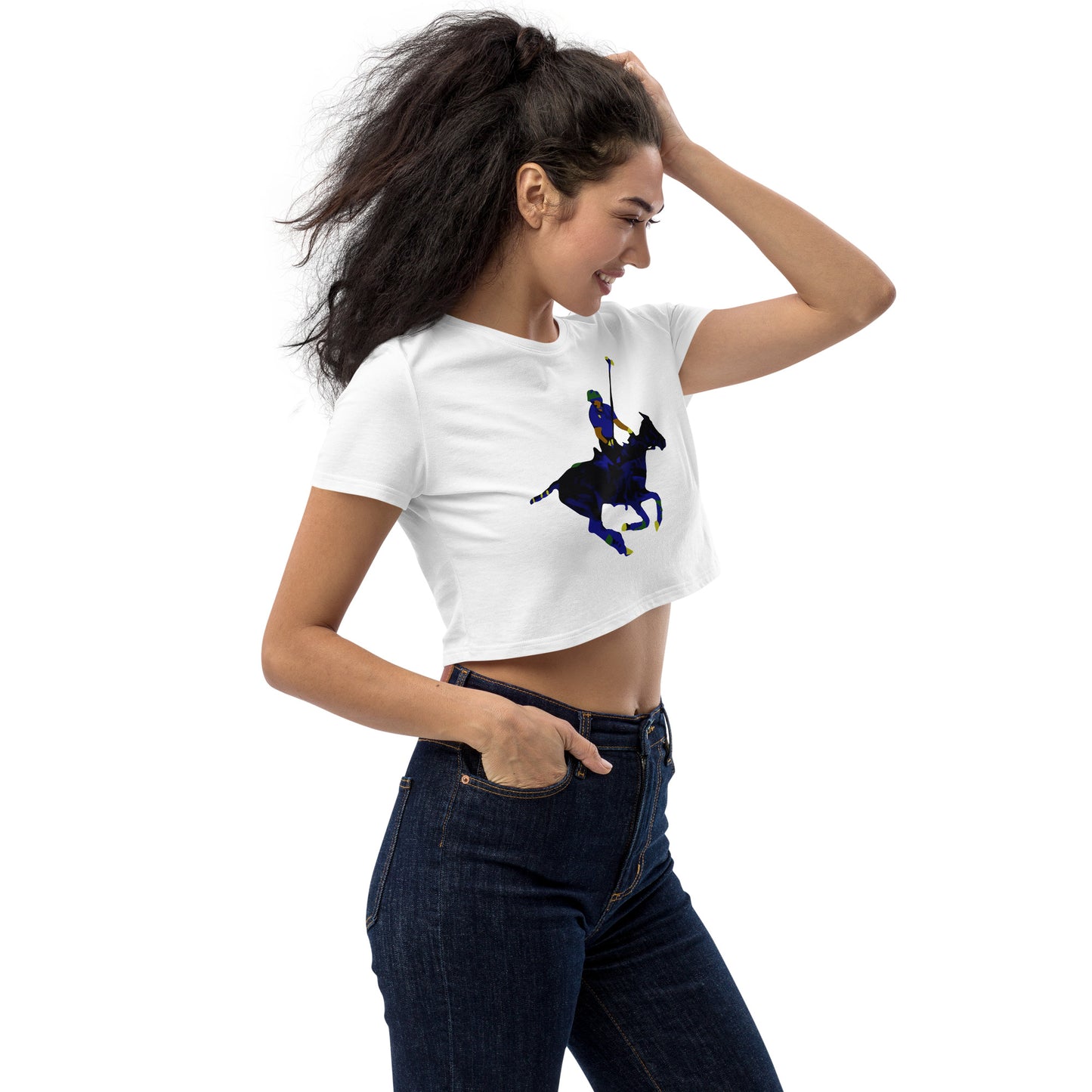 Polo Player Carib White Organic Crop Top - HipHatter