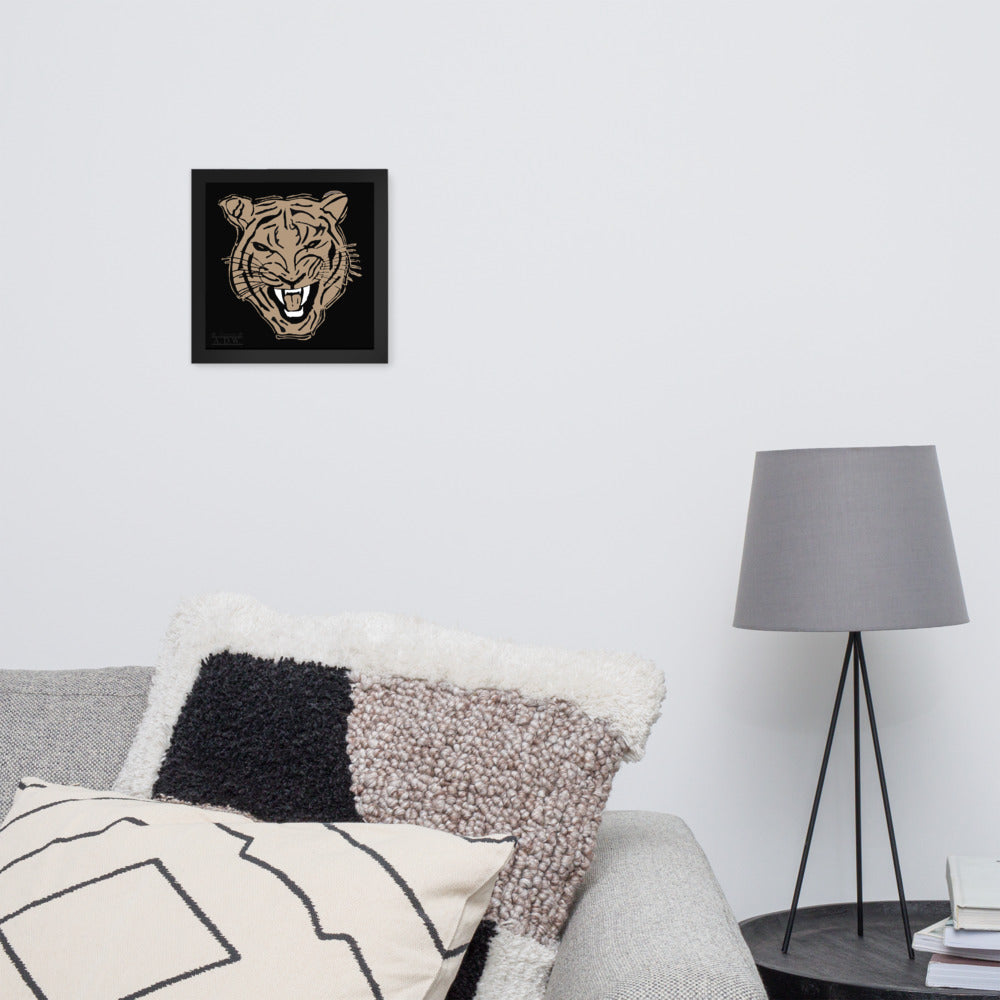 Golden Roaring Tiger Framed Photo Paper Poster - HipHatter