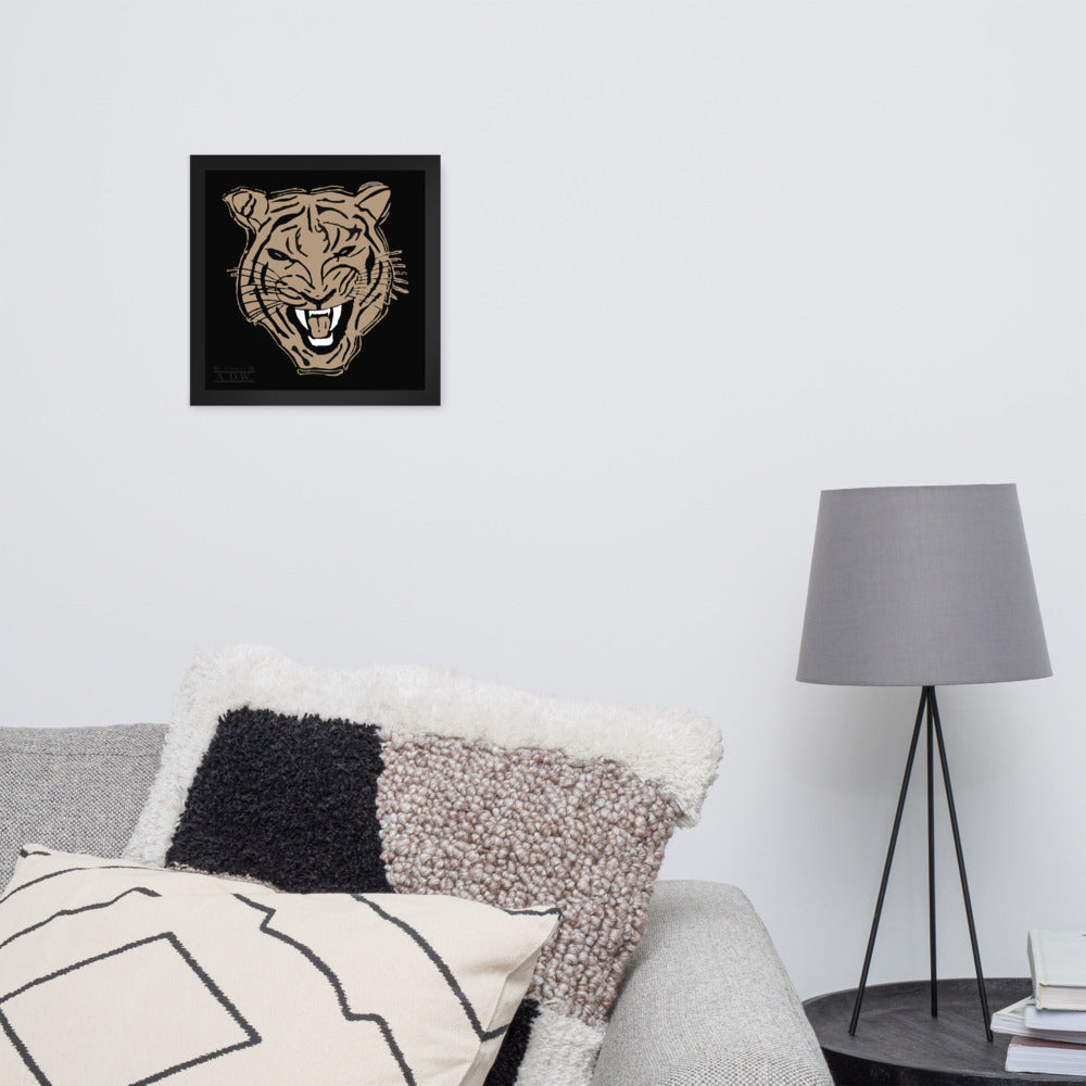 Golden Roaring Tiger Framed Photo Paper Poster - HipHatter
