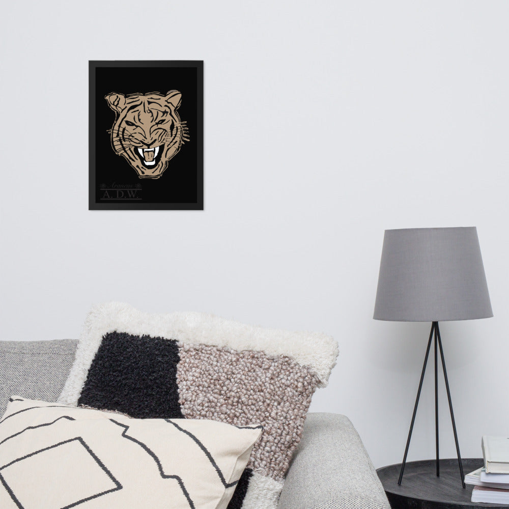 Golden Roaring Tiger Framed Photo Paper Poster - HipHatter