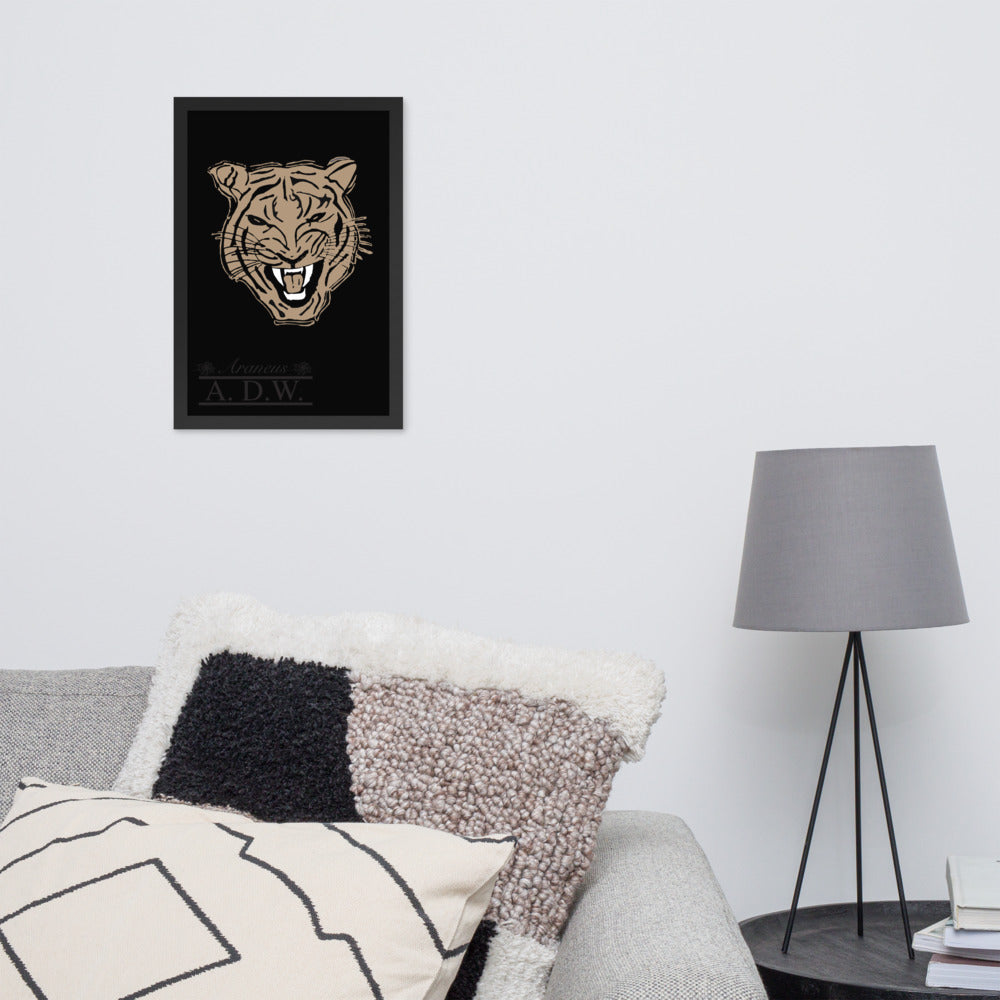 Golden Roaring Tiger Framed Photo Paper Poster - HipHatter