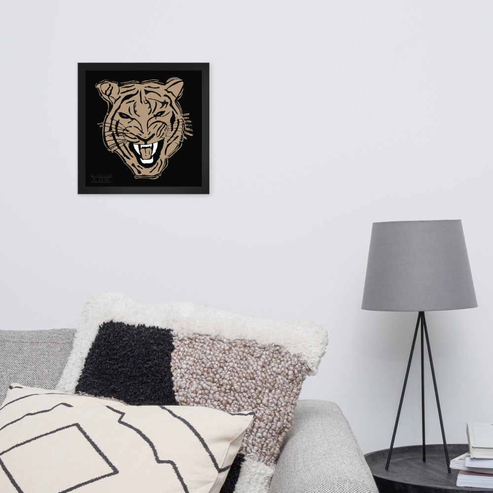 Golden Roaring Tiger Framed Photo Paper Poster - HipHatter
