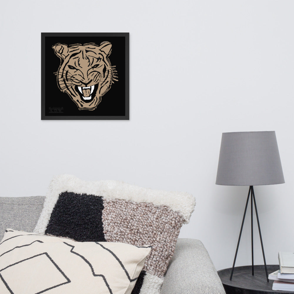Golden Roaring Tiger Framed Photo Paper Poster - HipHatter