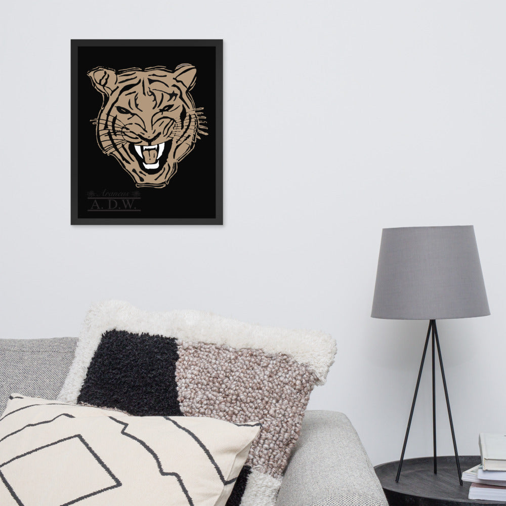 Golden Roaring Tiger Framed Photo Paper Poster - HipHatter