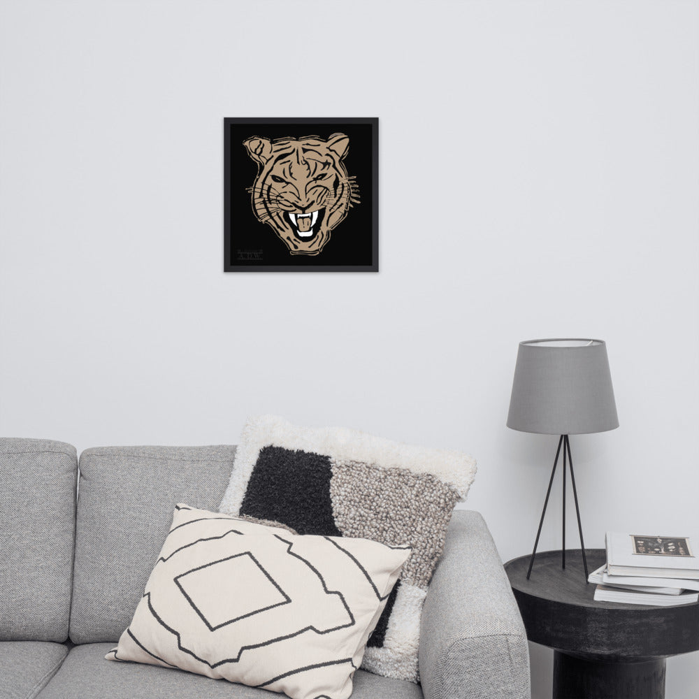 Golden Roaring Tiger Framed Photo Paper Poster - HipHatter