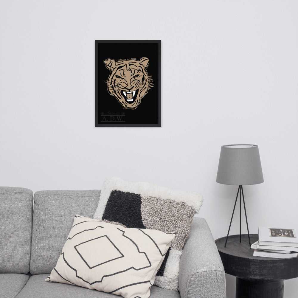 Golden Roaring Tiger Framed Photo Paper Poster - HipHatter