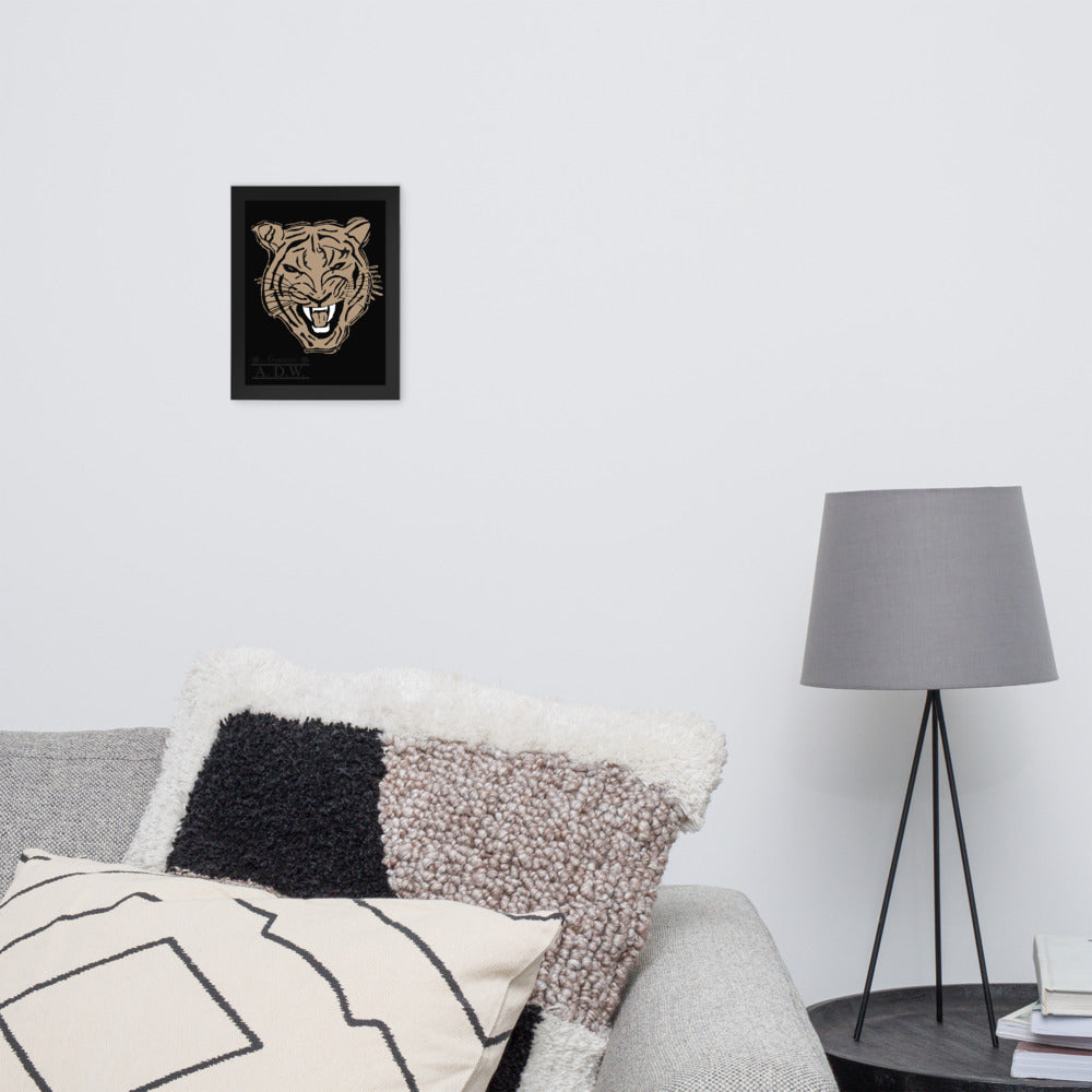 Golden Roaring Tiger Framed Photo Paper Poster - HipHatter