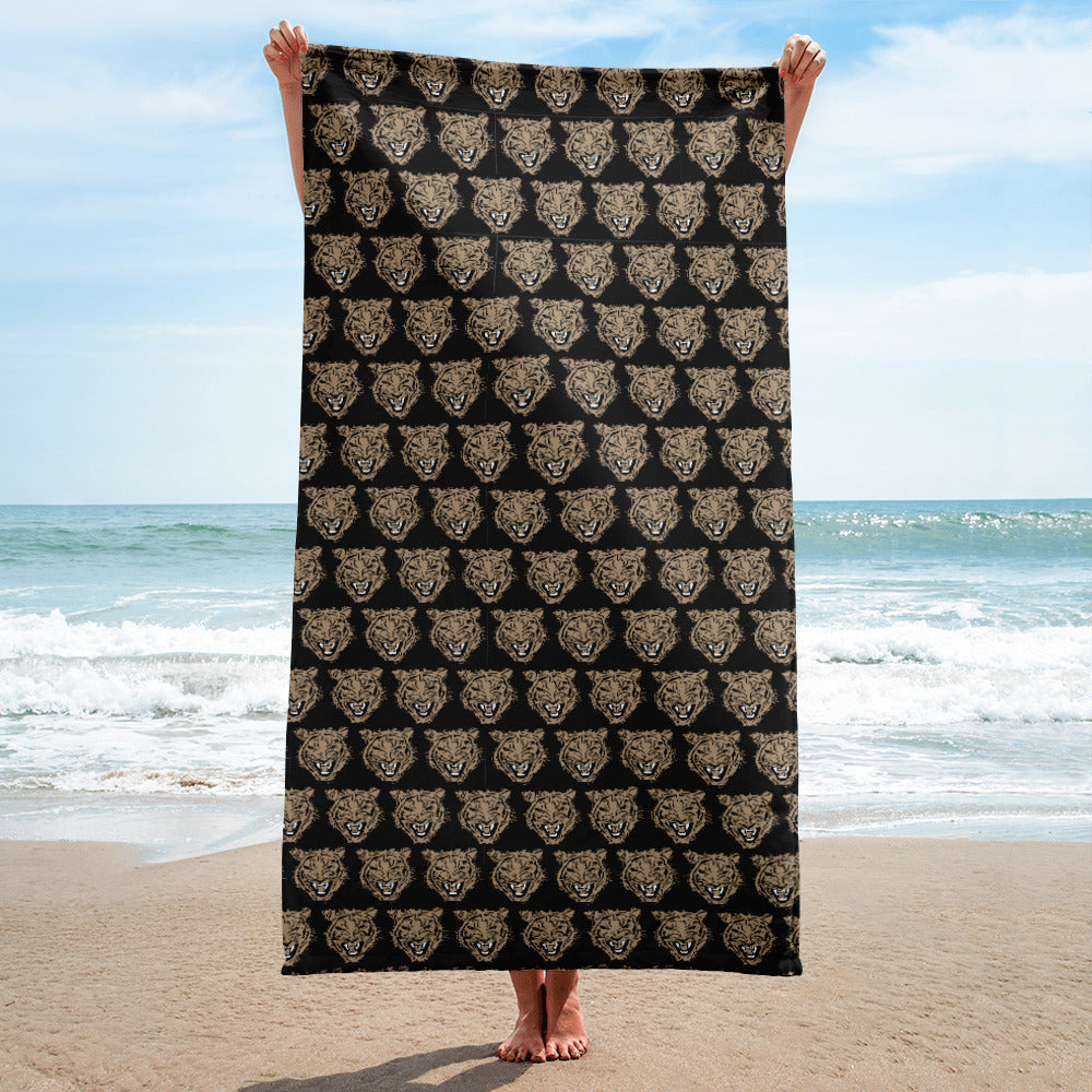 Tiger Face Black and Gold Towel - HipHatter
