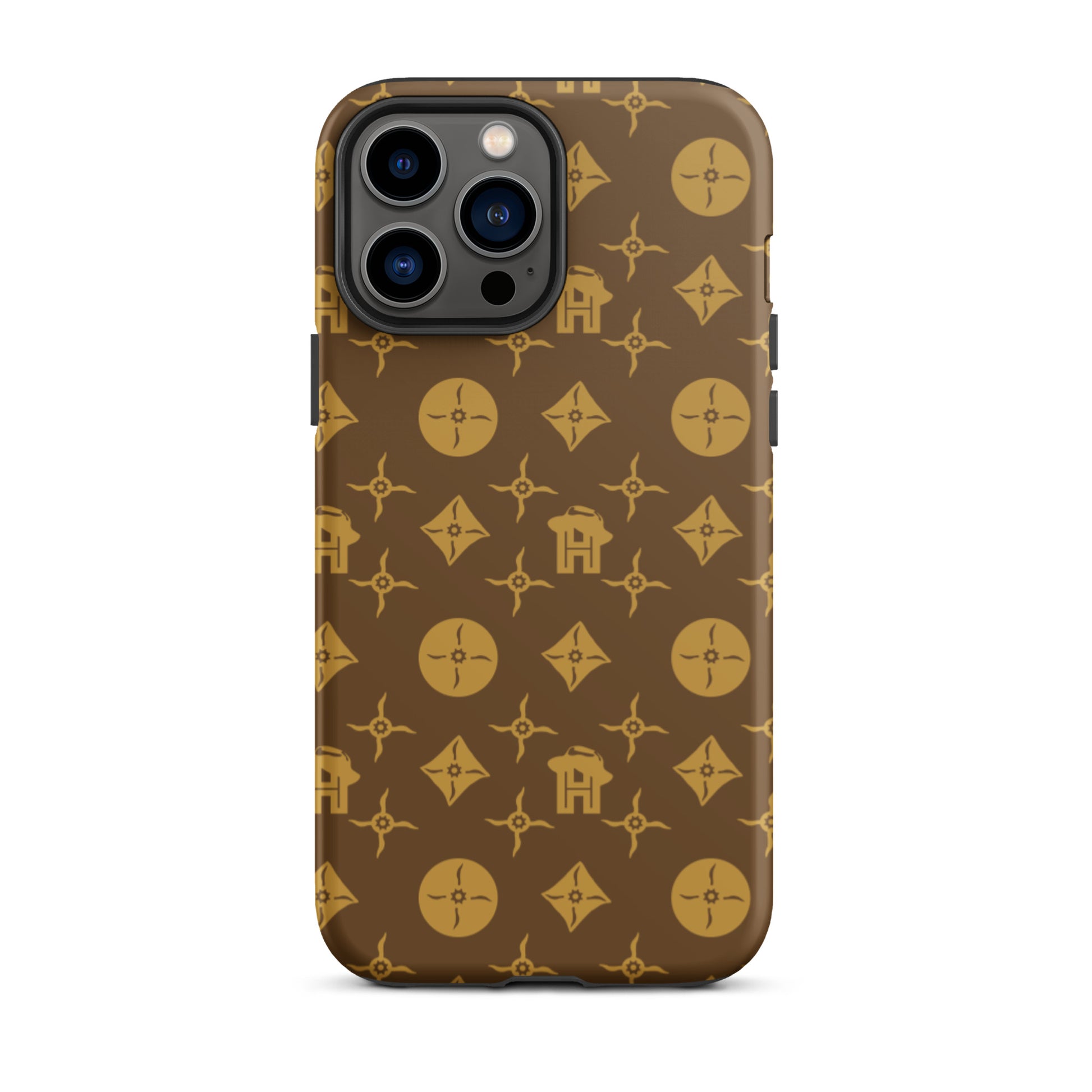 Gold and Brown Monogram Tough iPhone case - HipHatter