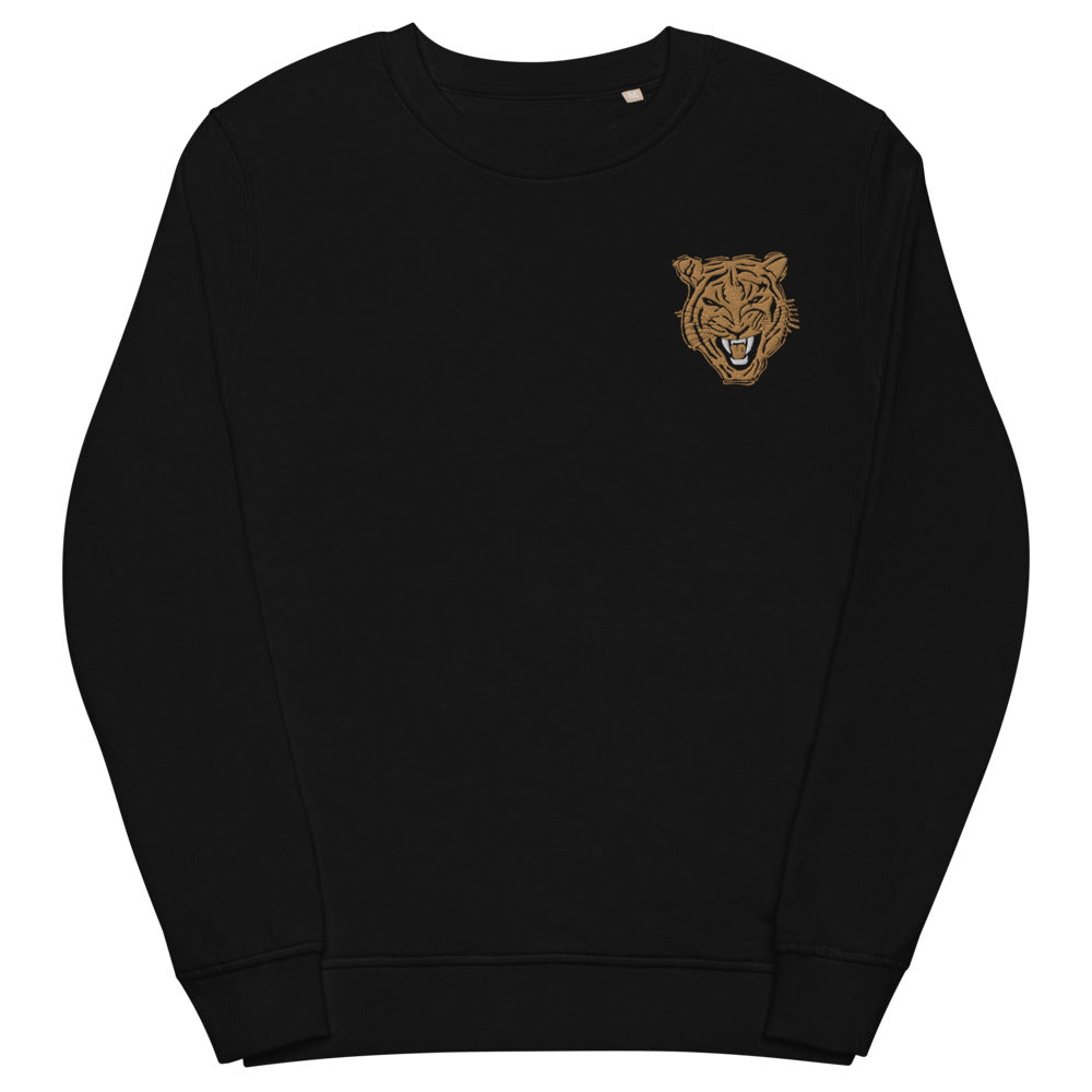 Gold Tiger Face Embroidered Organic Sweatshirt - HipHatter