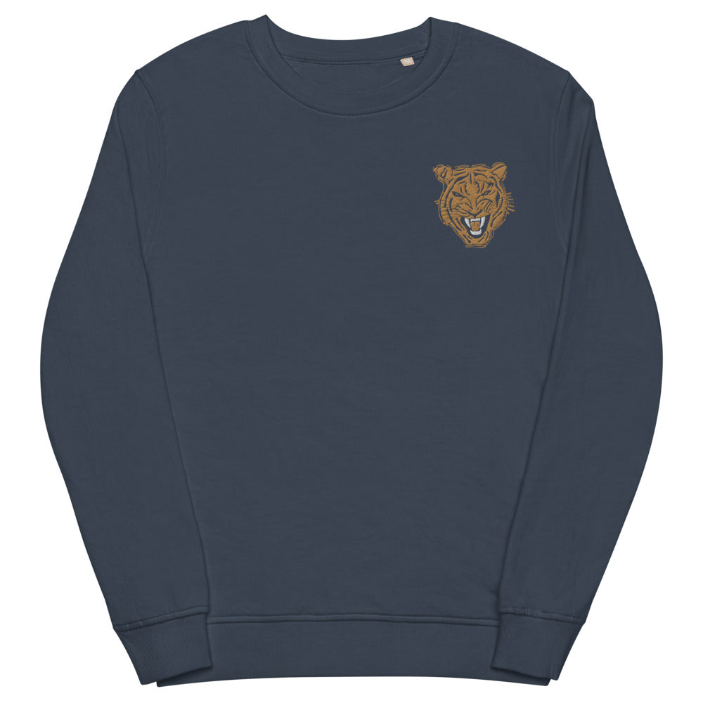 Gold Tiger Face Embroidered Organic Sweatshirt - HipHatter
