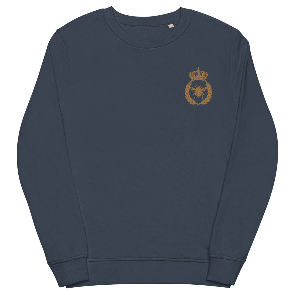 Embroidered Never Bee Royal Unisex Organic Sweatshirt - HipHatter