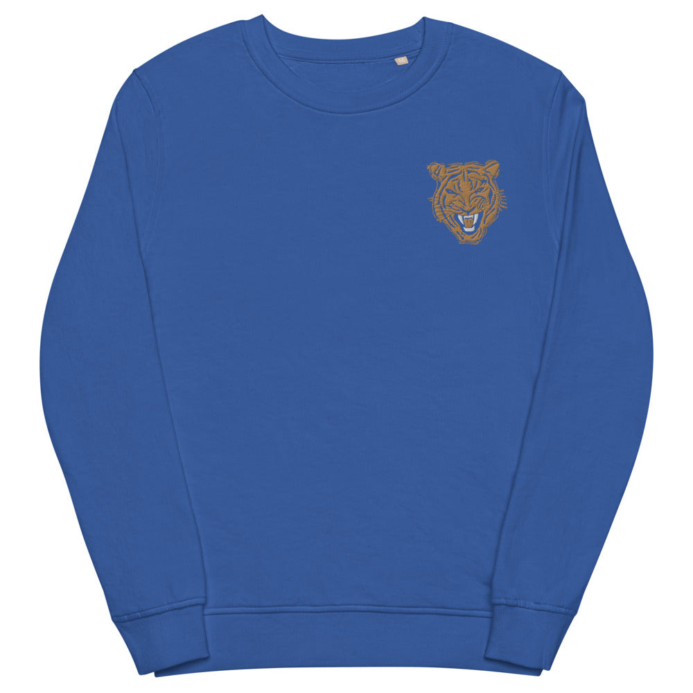 Gold Tiger Face Embroidered Organic Sweatshirt - HipHatter