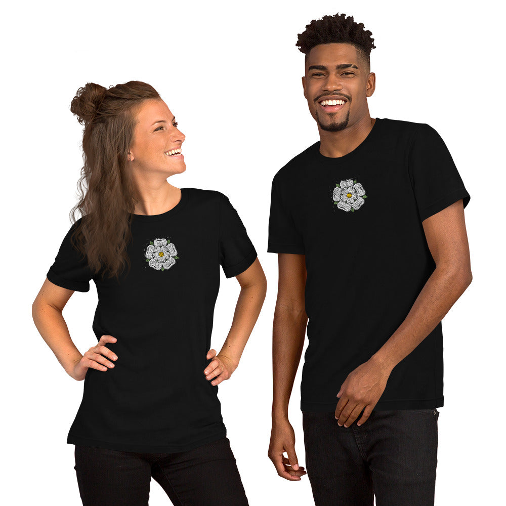 Yorkshire White Rose Embroidered Unisex Tee - HipHatter