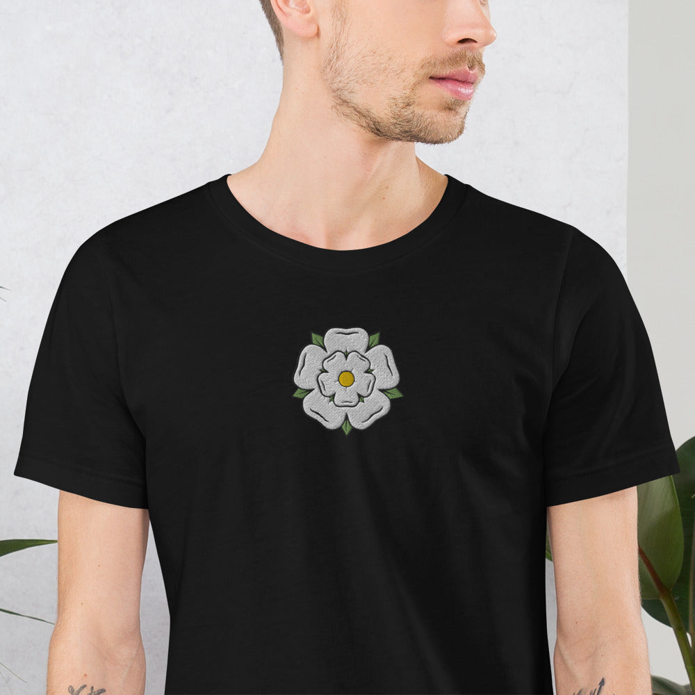 Yorkshire White Rose Embroidered Unisex Tee - HipHatter