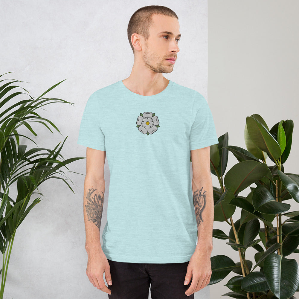 Yorkshire White Rose Embroidered Unisex Tee - HipHatter