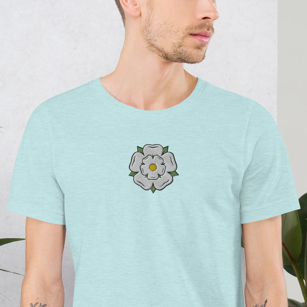 Yorkshire White Rose Embroidered Unisex Tee - HipHatter