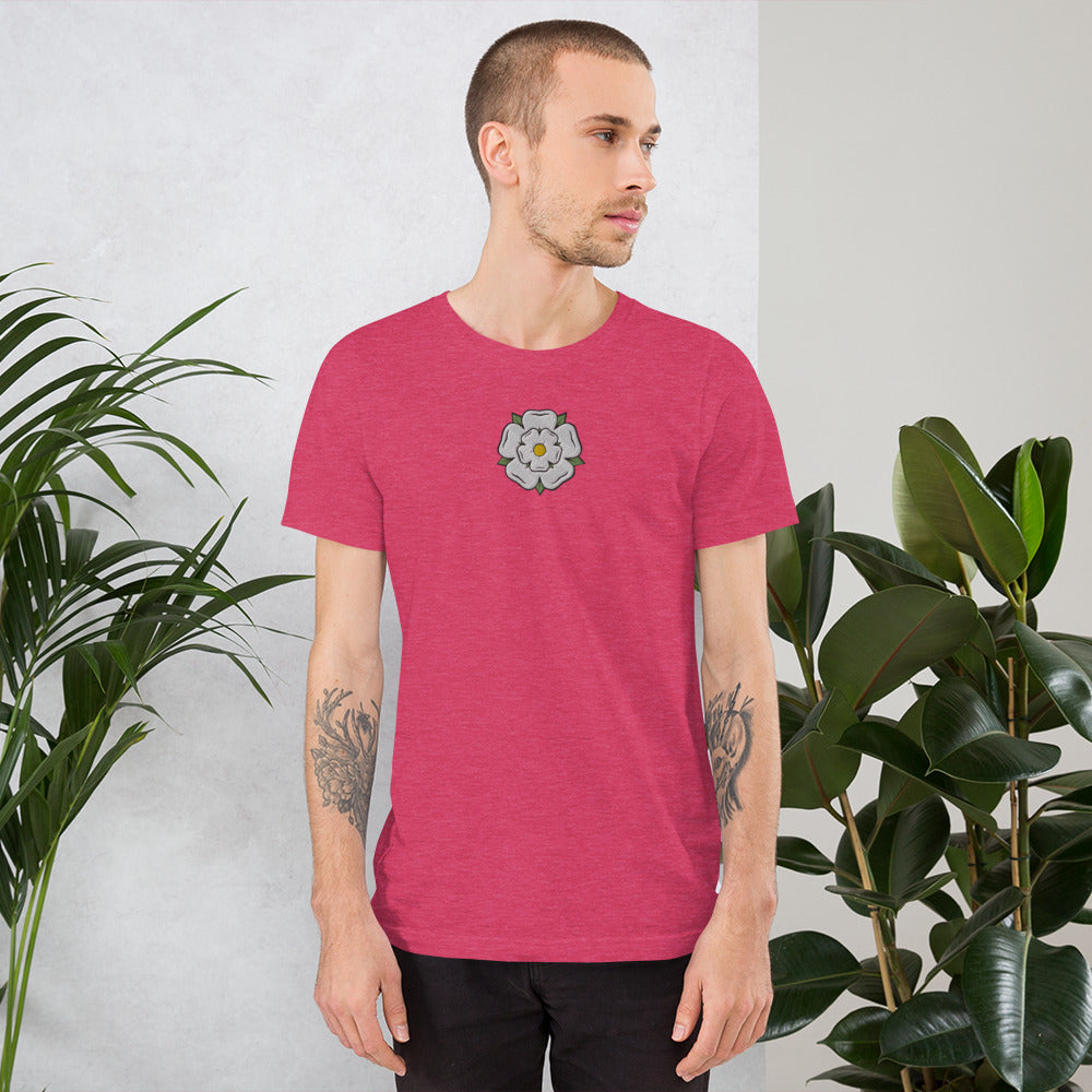 Yorkshire White Rose Embroidered Unisex Tee - HipHatter