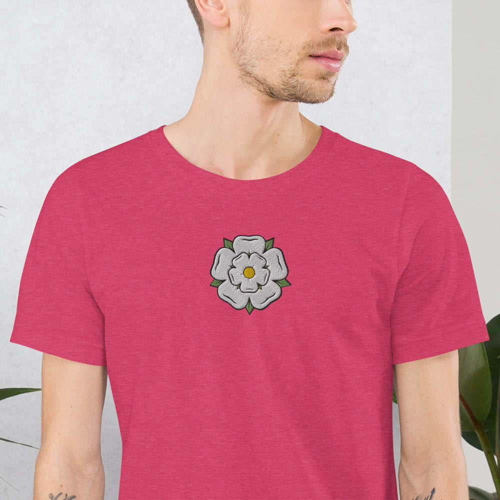 Yorkshire White Rose Embroidered Unisex Tee - HipHatter