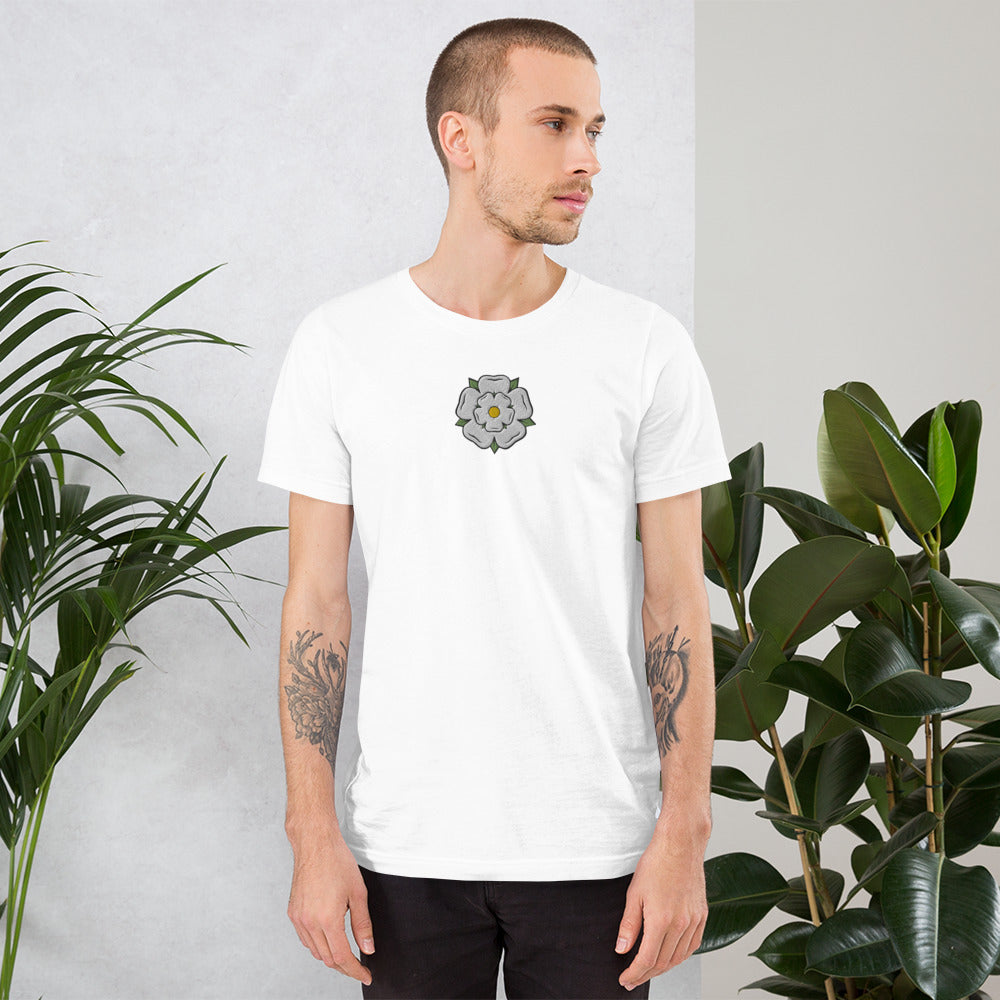 Yorkshire White Rose Embroidered Unisex Tee - HipHatter