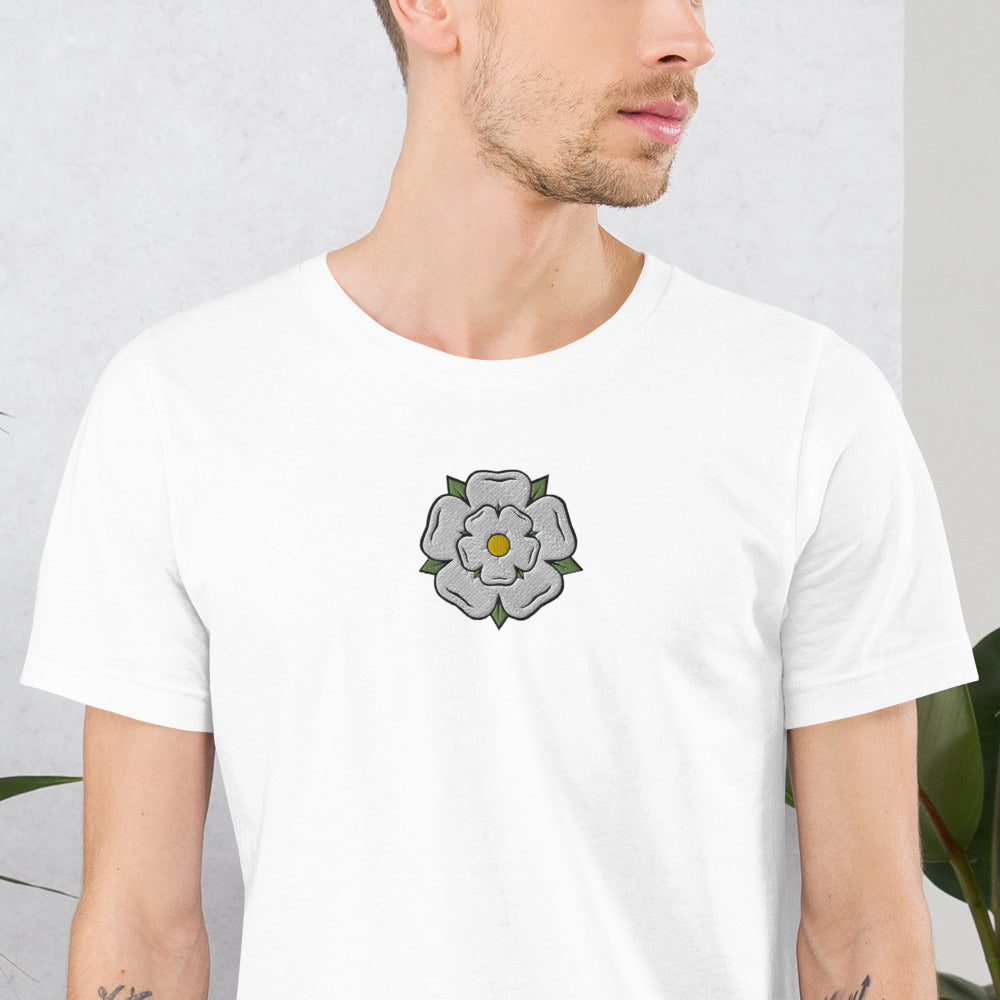 Yorkshire White Rose Embroidered Unisex Tee - HipHatter