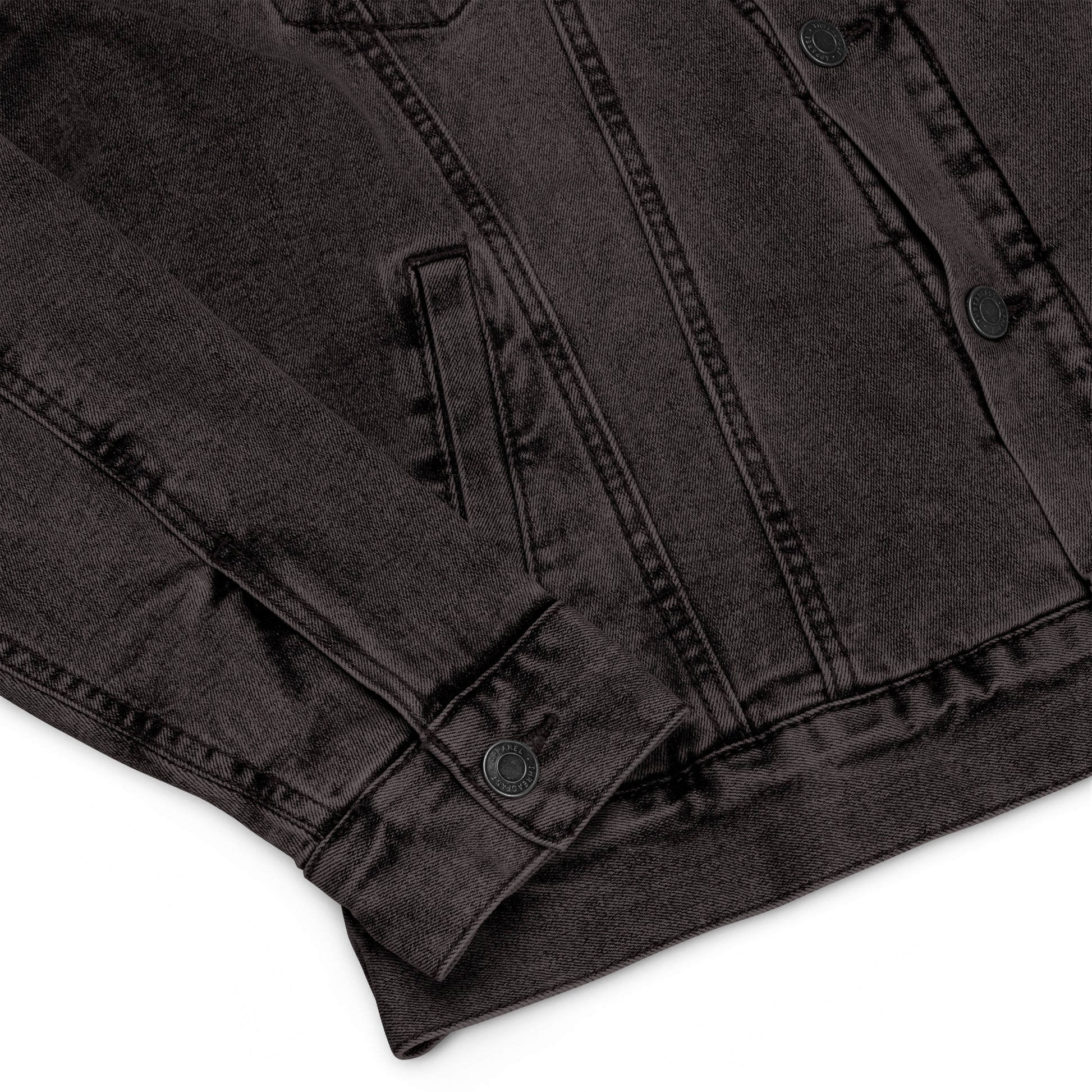 Rainbow Full Embroidered Black Denim Sherpa Jacket - HipHatter