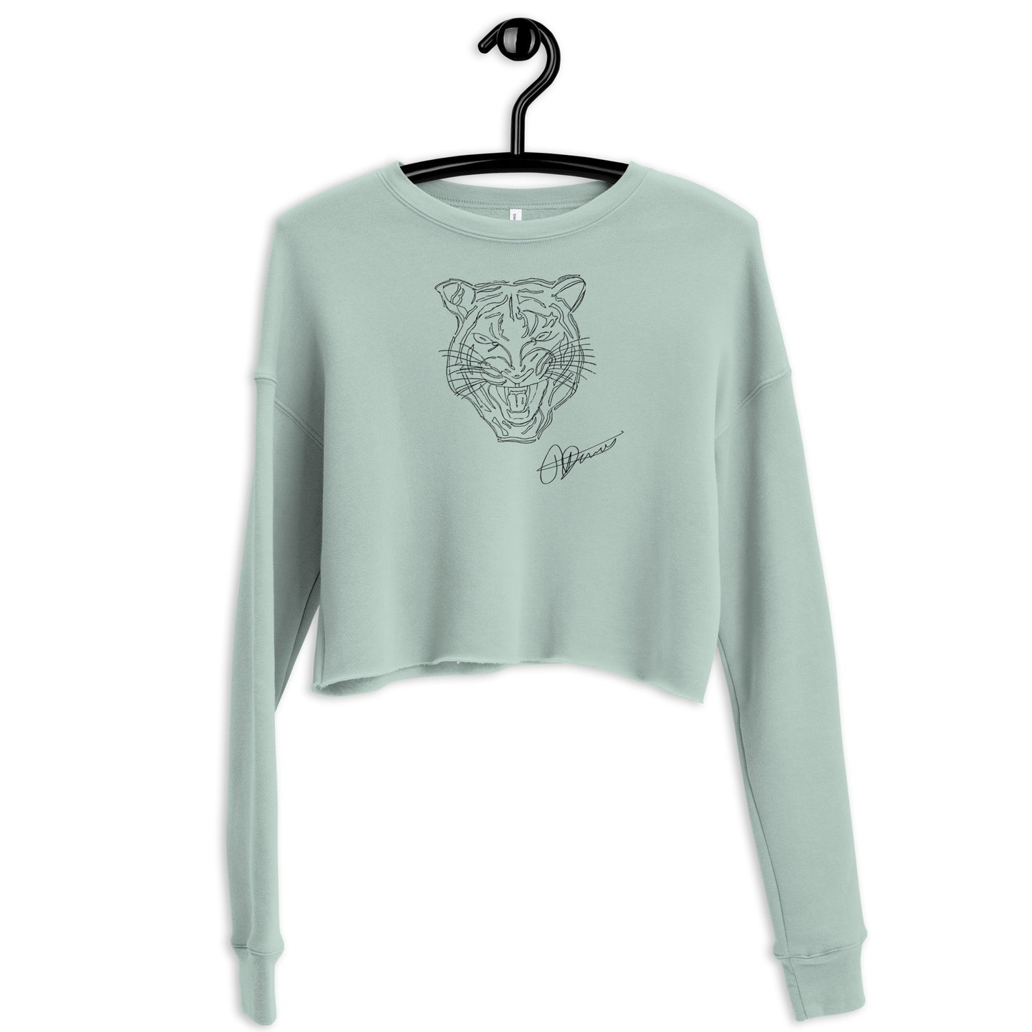 Pencil Tiger Drawing Signed Crop Sweatshirt - HipHatter