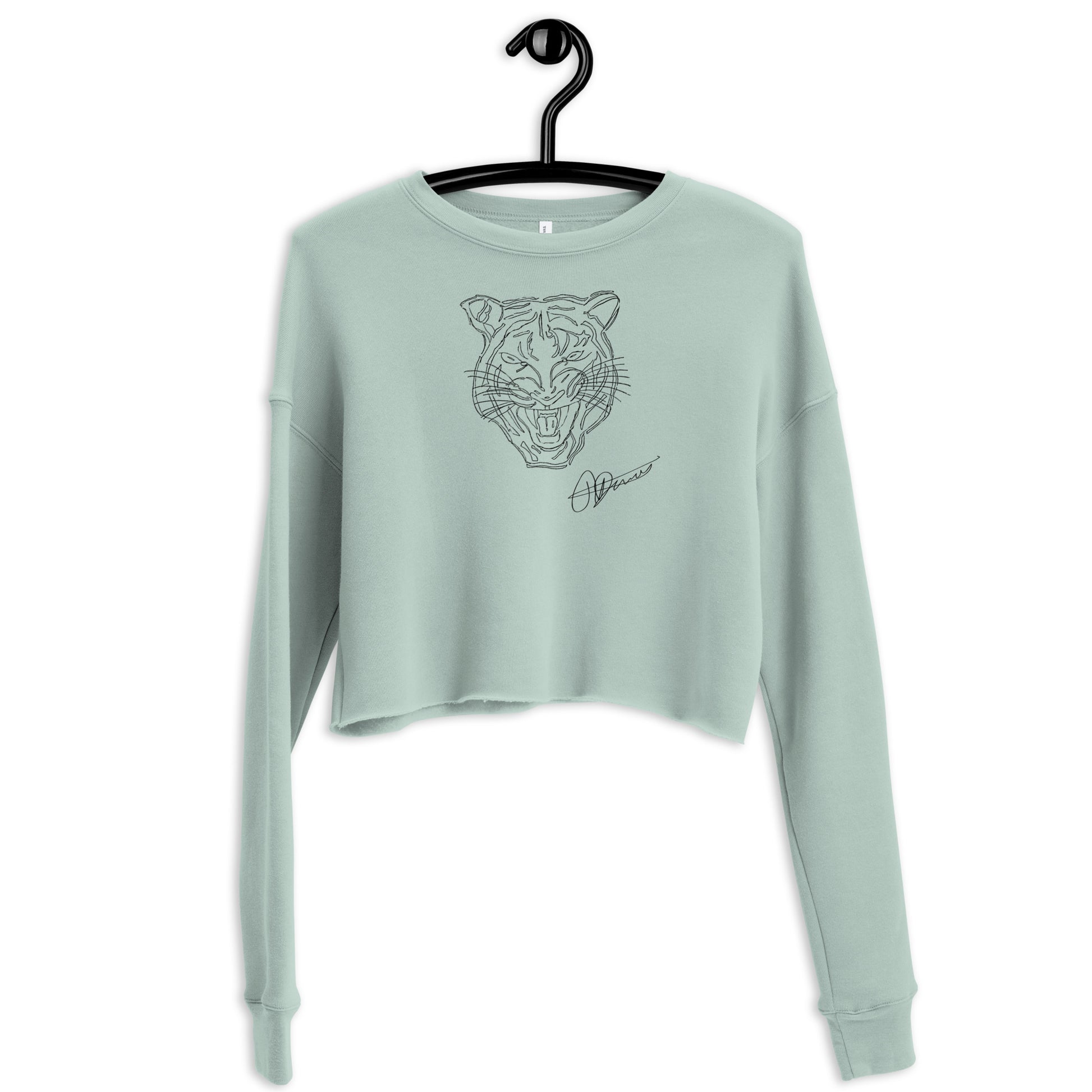 Pencil Tiger Drawing Signed Crop Sweatshirt - HipHatter