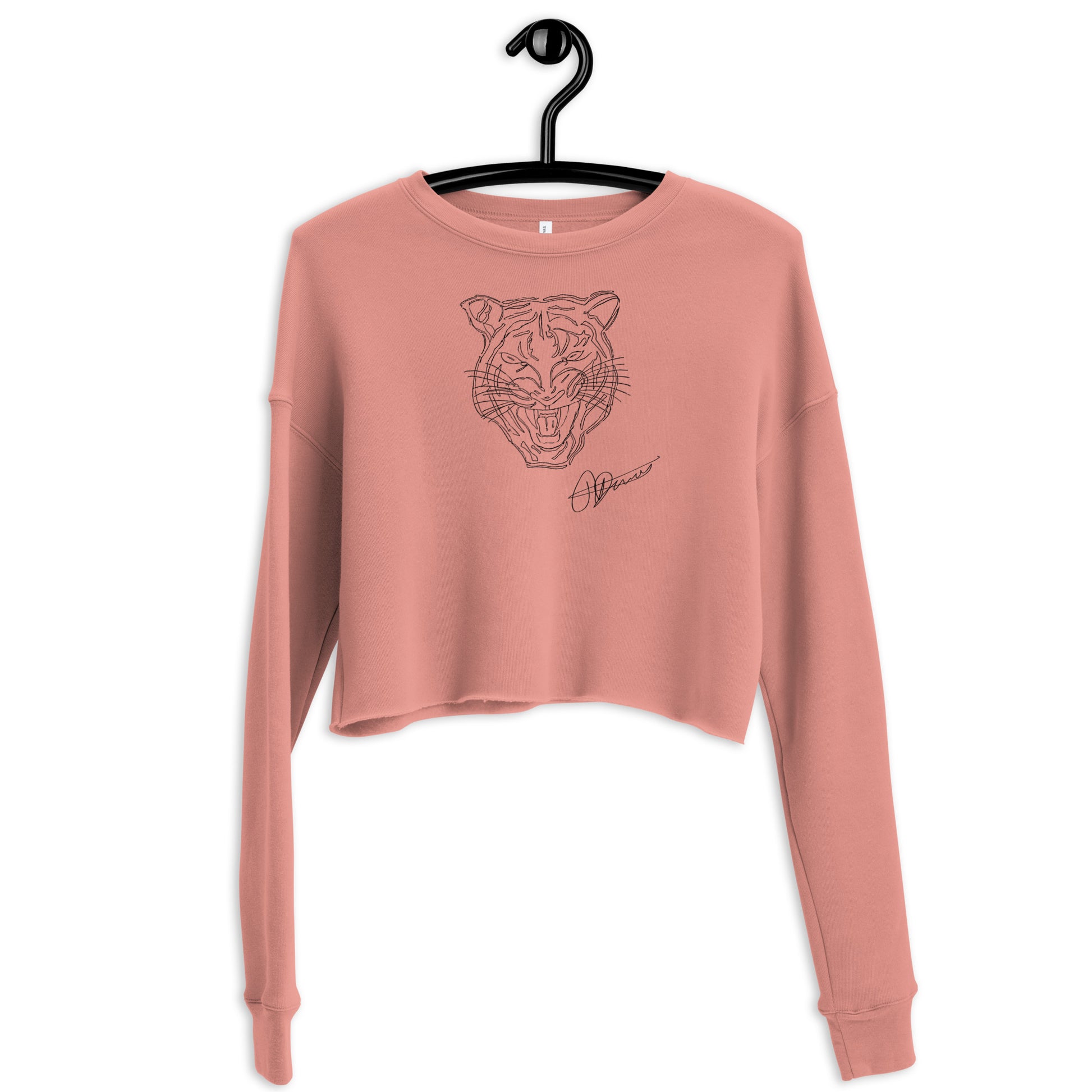 Pencil Tiger Drawing Signed Crop Sweatshirt - HipHatter