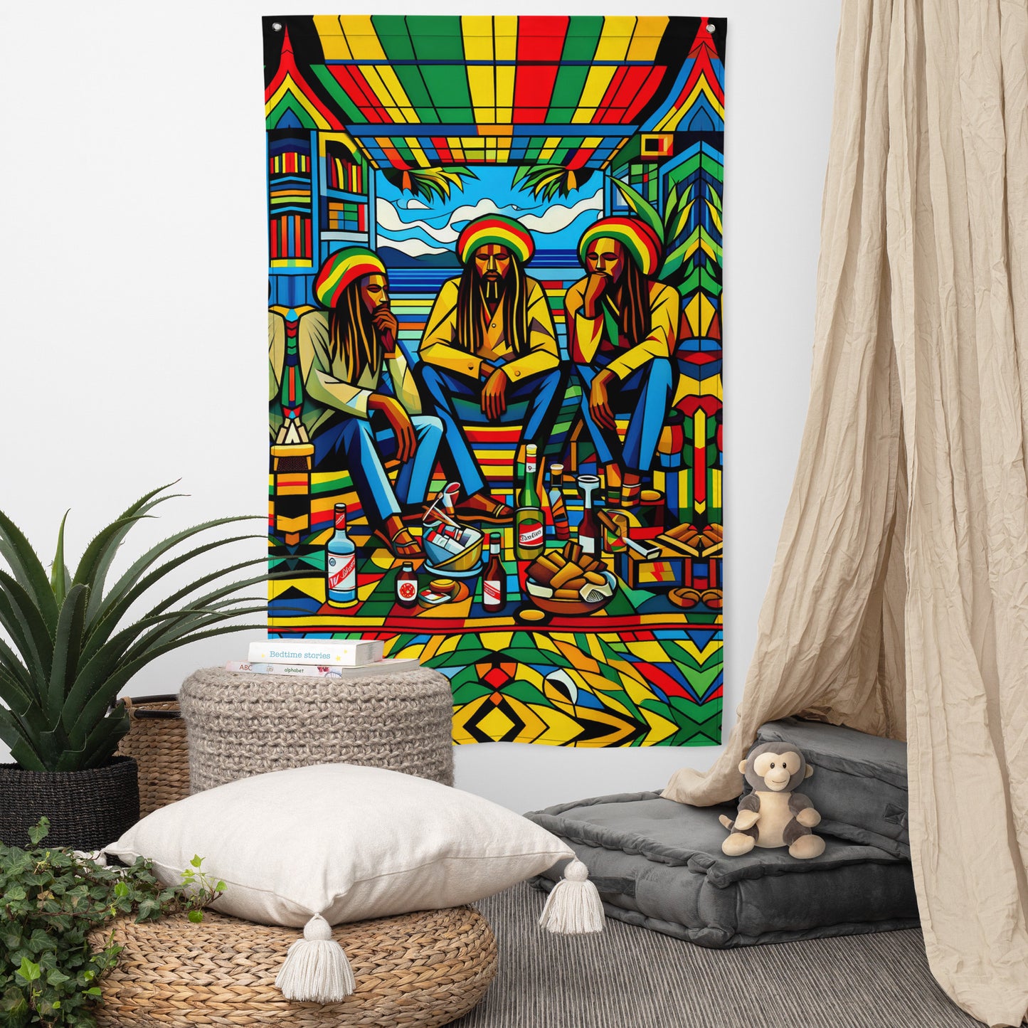 Three Wise Rasta Men Decorative Flag Drape