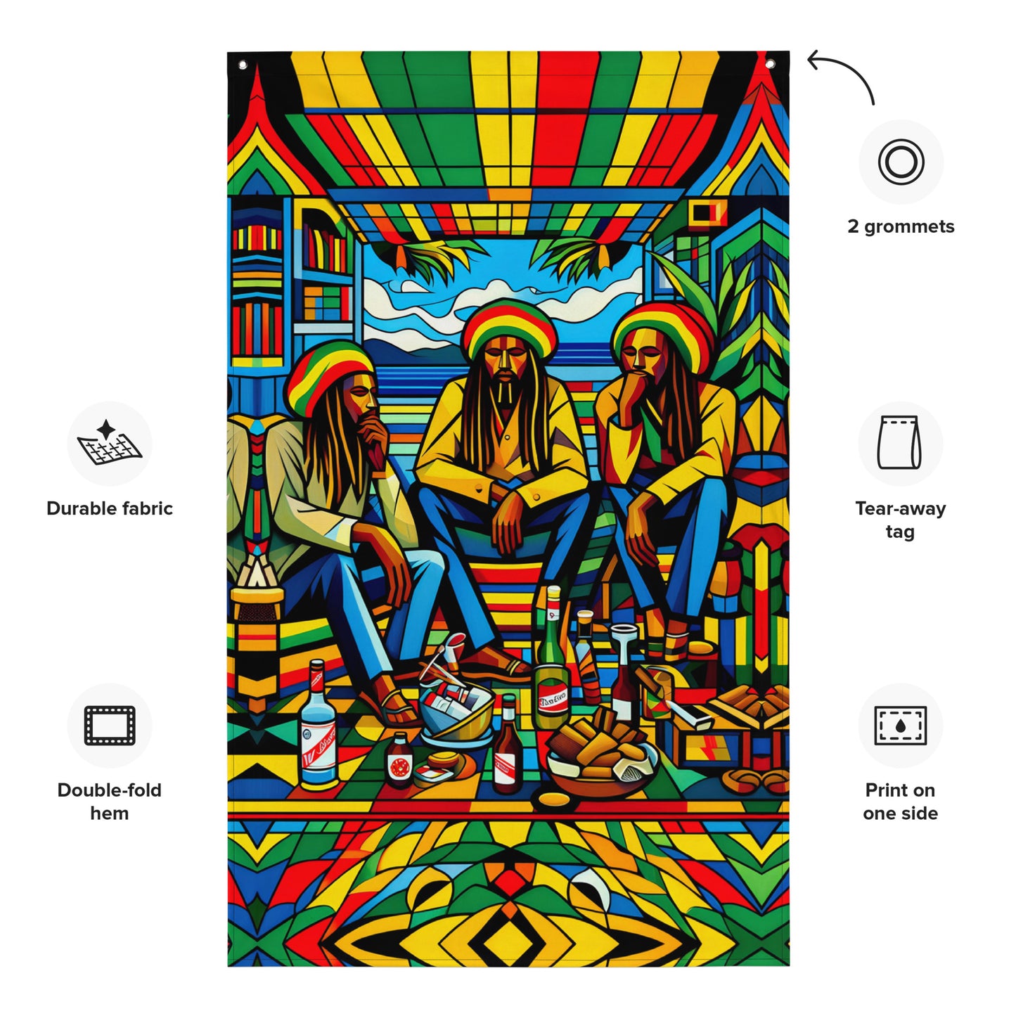 Three Wise Rasta Men Decorative Flag Drape