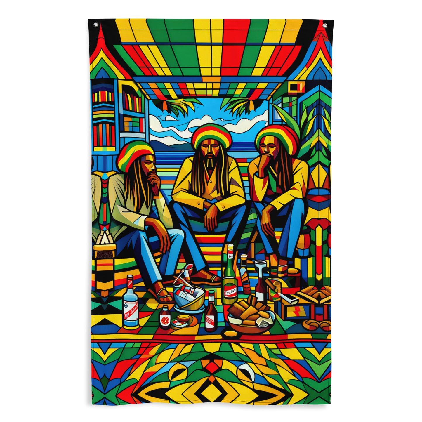 Three Wise Rasta Men Decorative Flag Drape