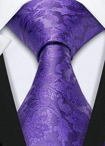 Luxury Silk Blend Paisley Jacquard Woven Neck Tie - HipHatter
