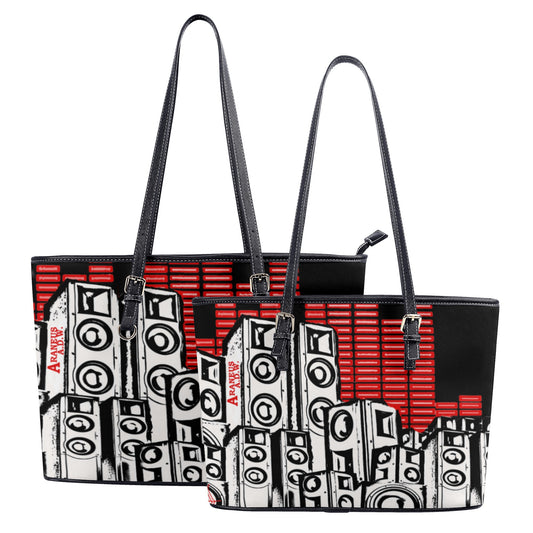 Bass In The City Leather Tote Bag - HipHatter