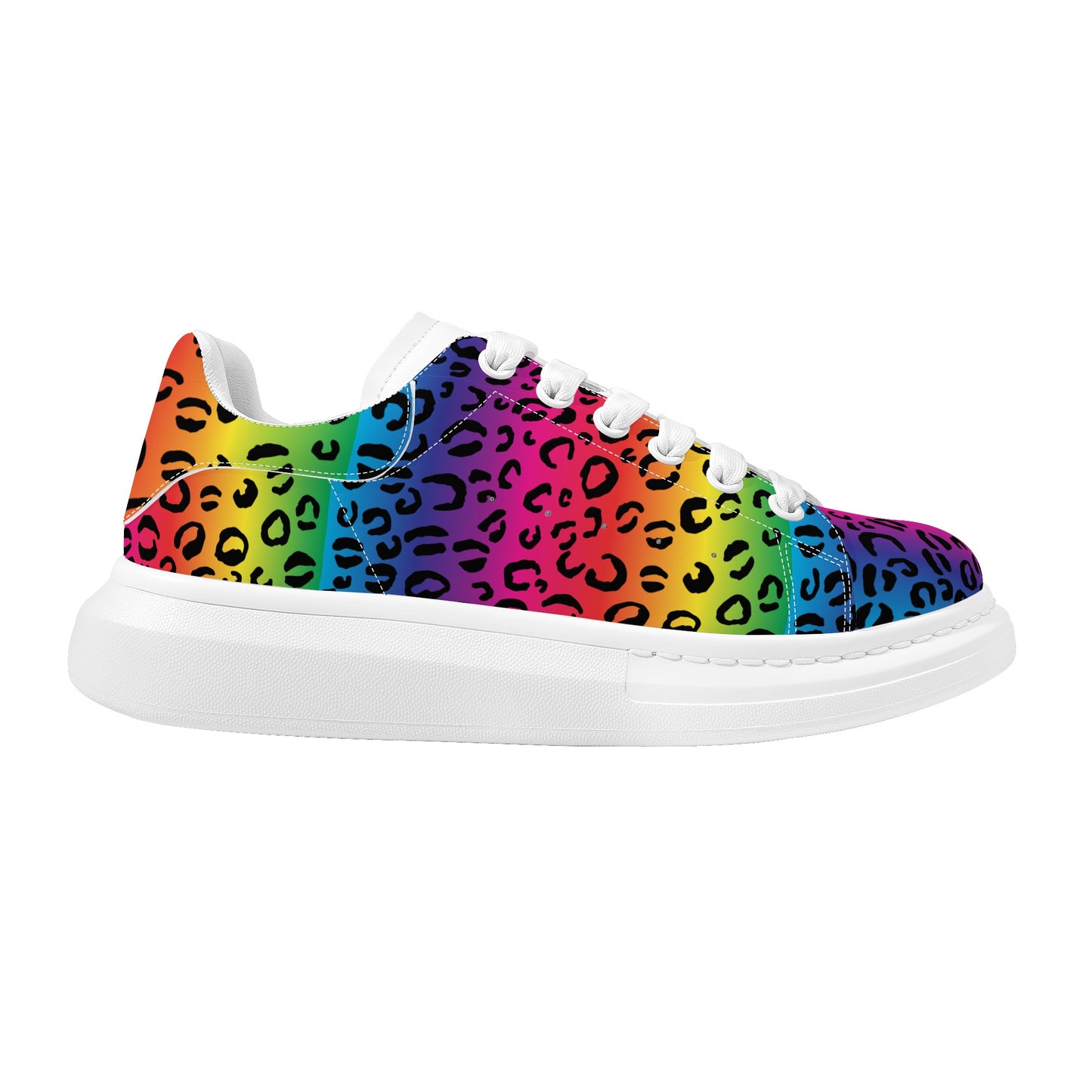 Women's Rainbow Leopard Low Top Chunky Shoes - HipHatter