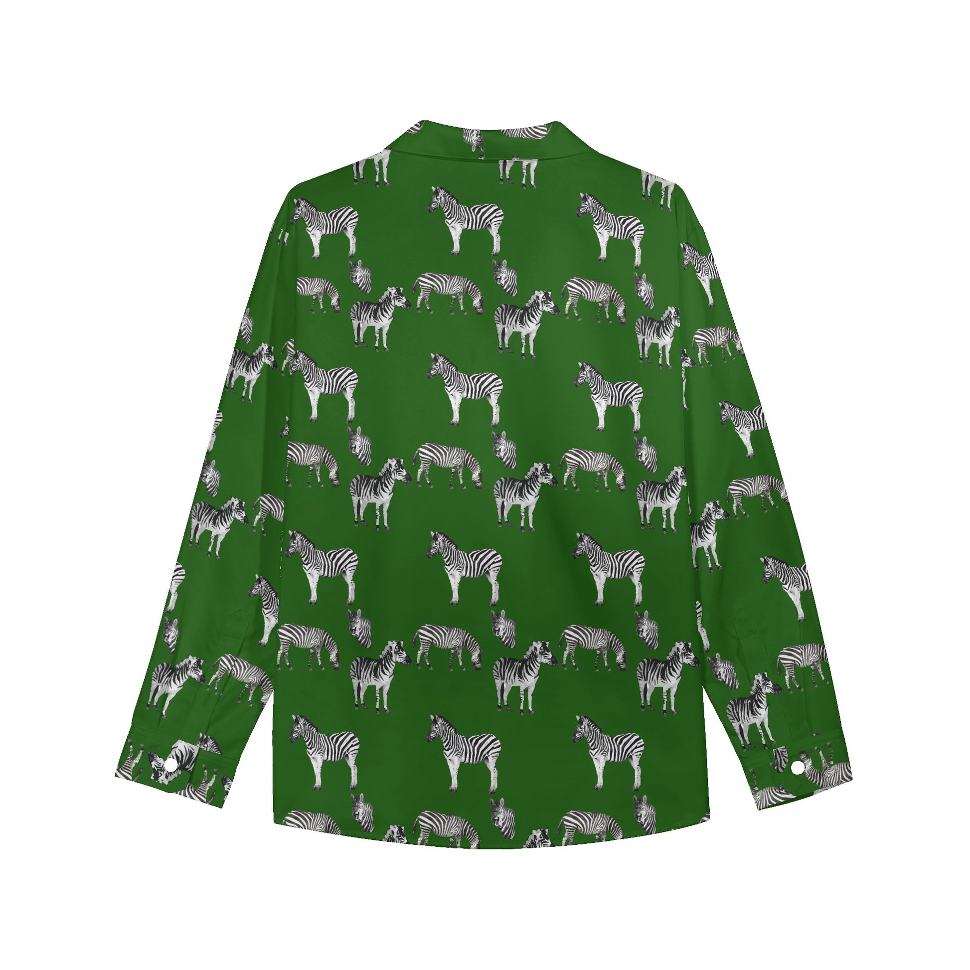 Emerald Green Safari Zebra Women's Long Sleeve Button Down Shirt - HipHatter