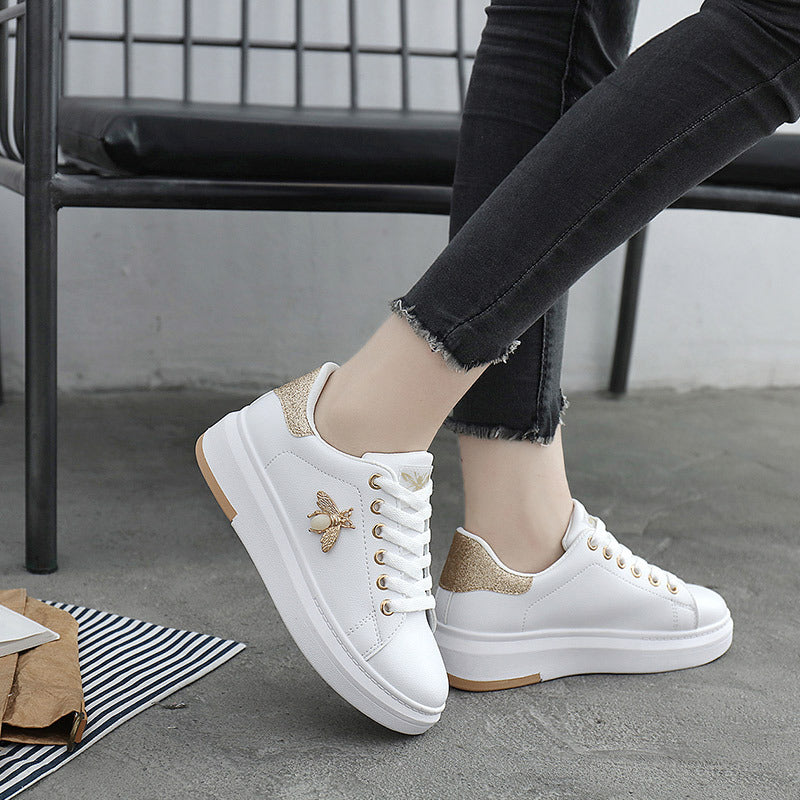 Bee Jeweled White Sneakers - HipHatter