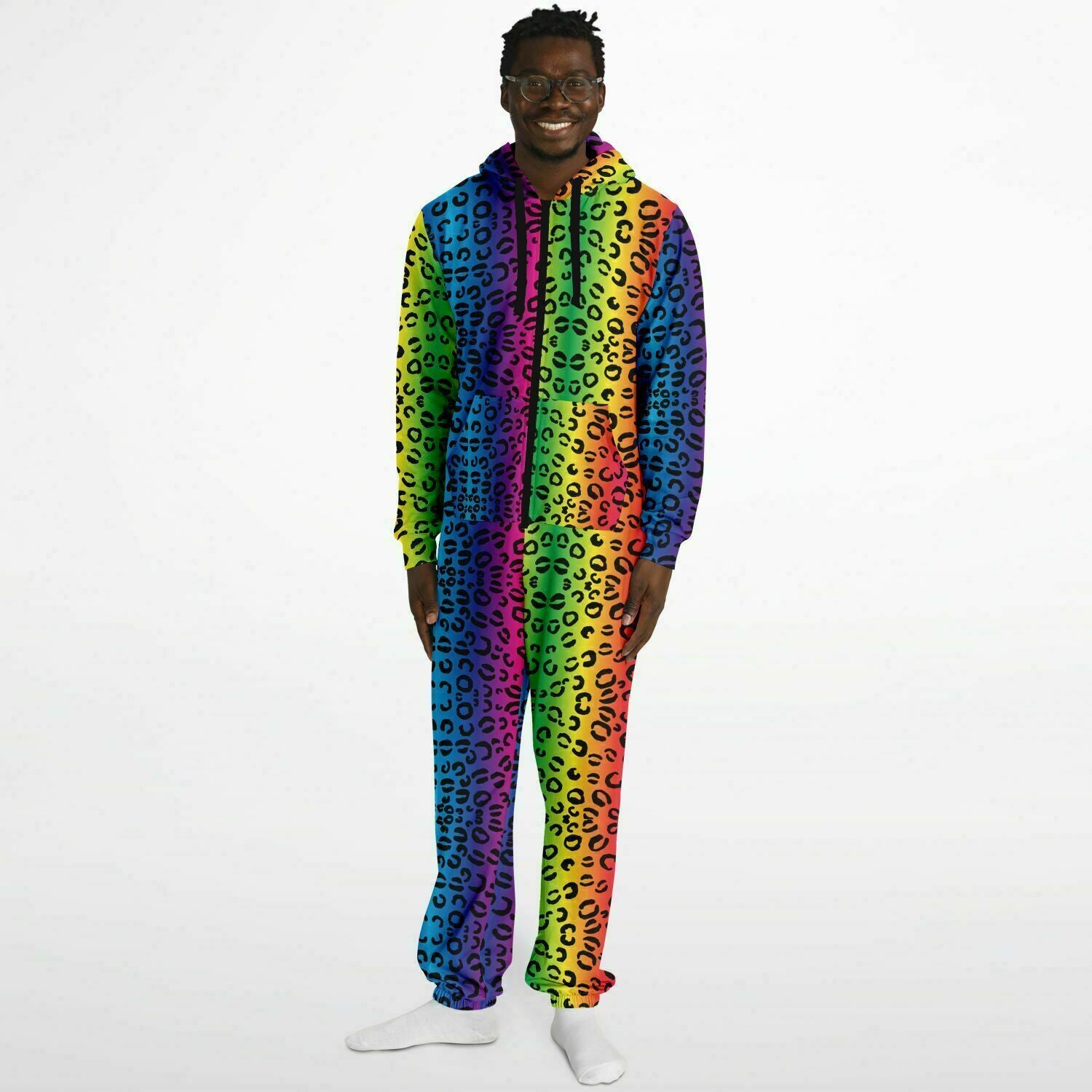 Rainbow Leopard Fashion Unisex Onesie Jumpsuit - HipHatter