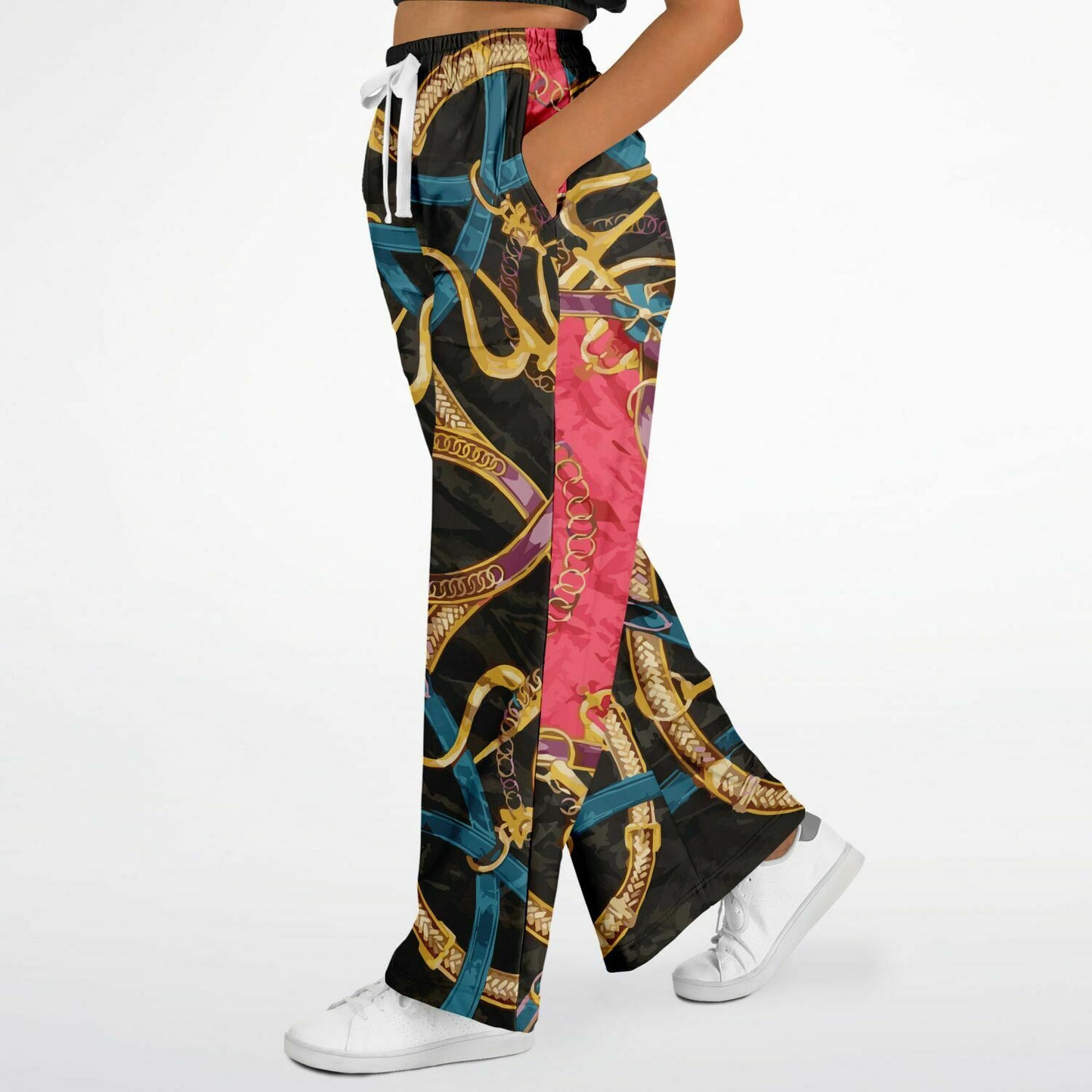 Luxury Pink Scarf Print Flare Trousers - HipHatter