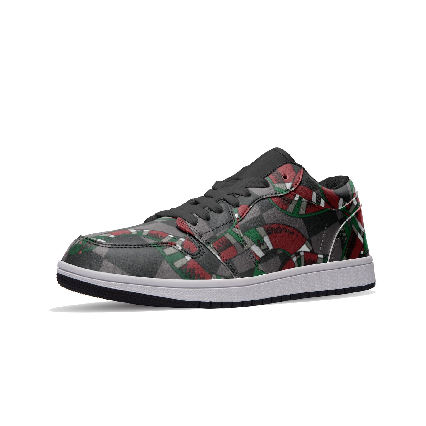 Classic Checkered Designer Snake Low Top Leather Sneakers - HipHatter
