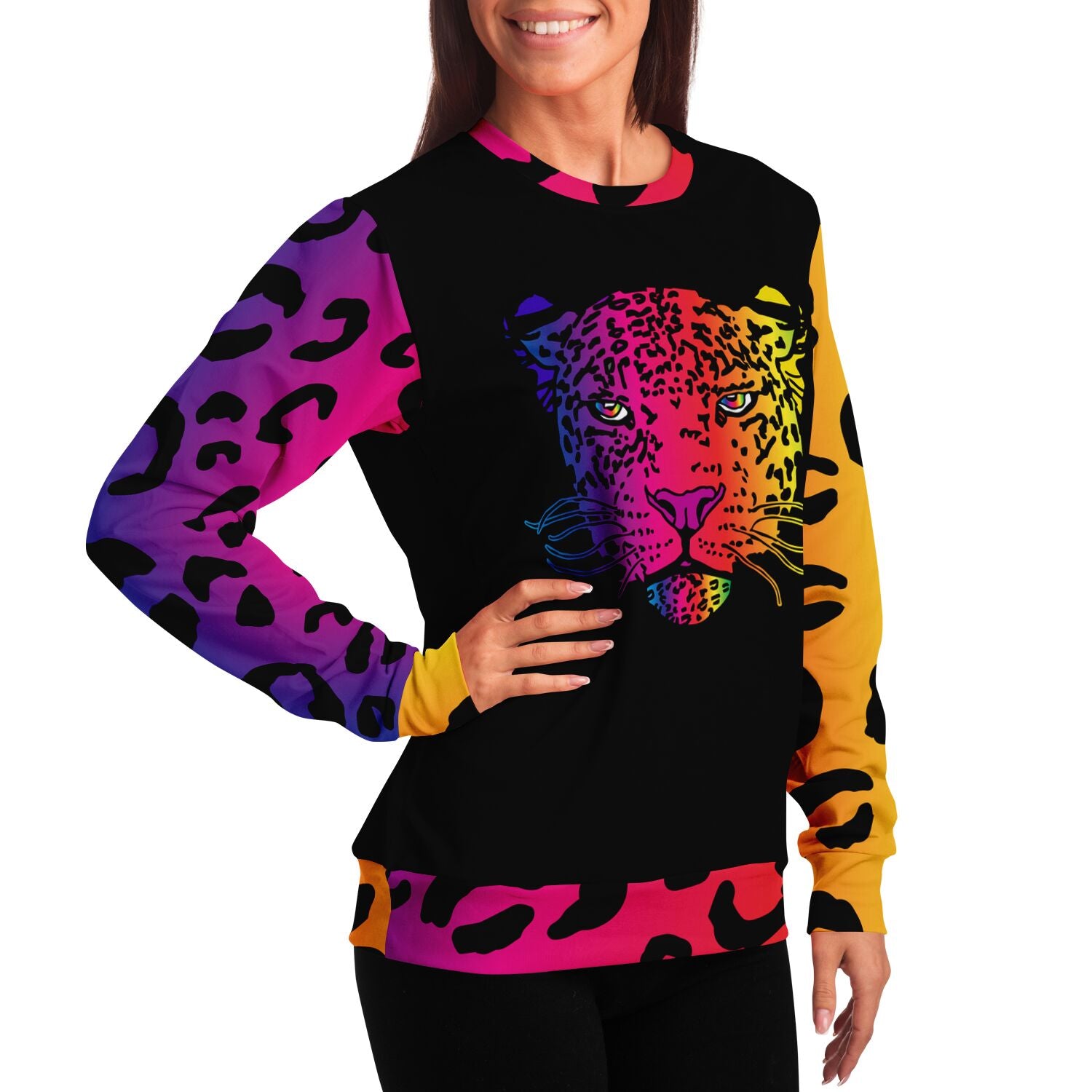 Rainbow Leopard Sweat Shirt Small Face - HipHatter