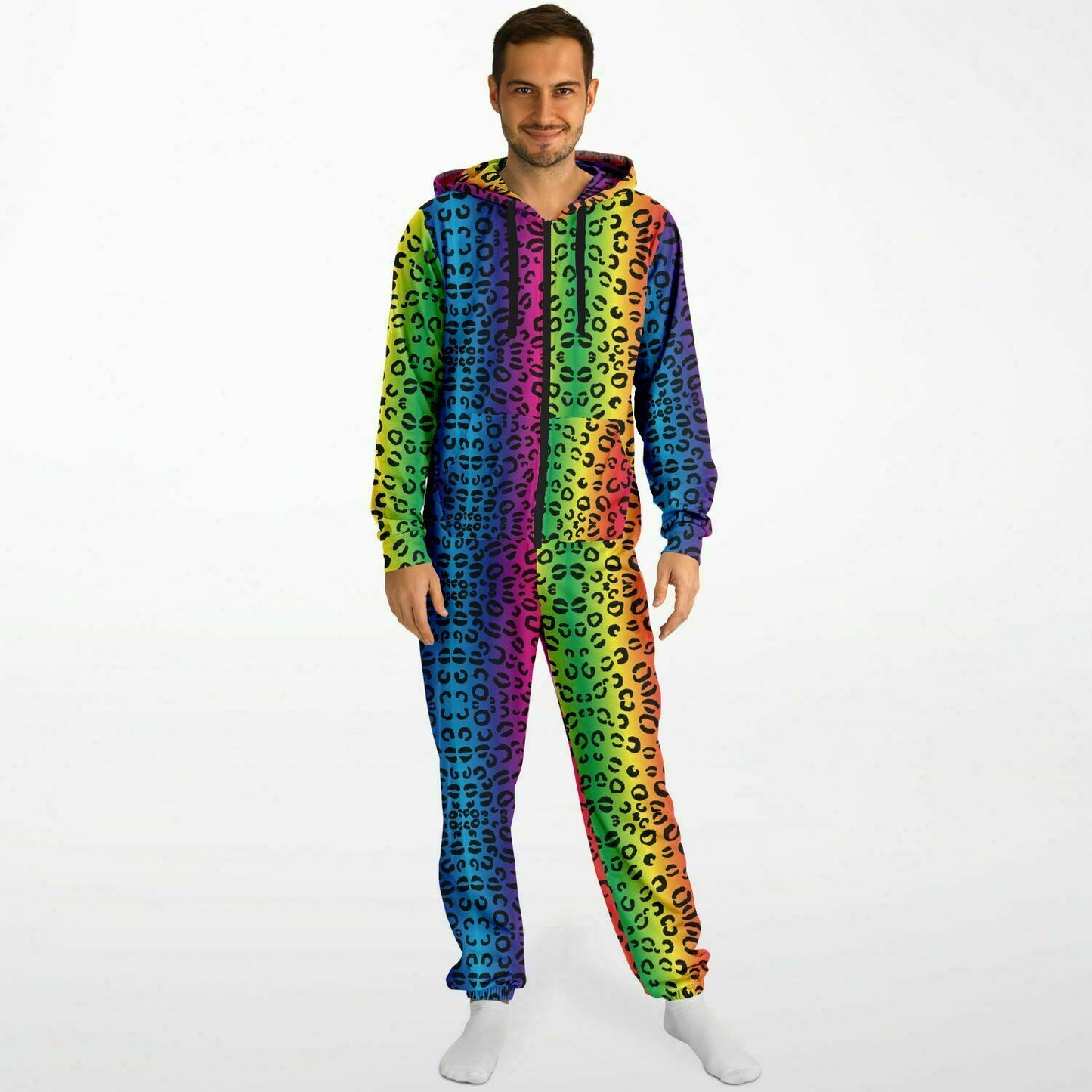 Rainbow Leopard Fashion Unisex Onesie Jumpsuit - HipHatter