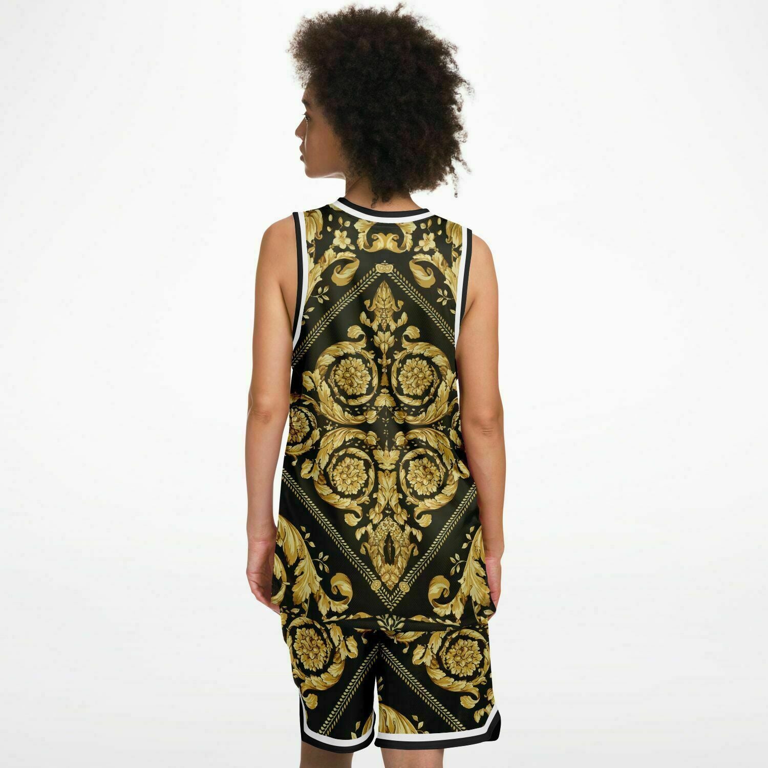 Baroque Print Basketball Set Jersey and Shorts - HipHatter